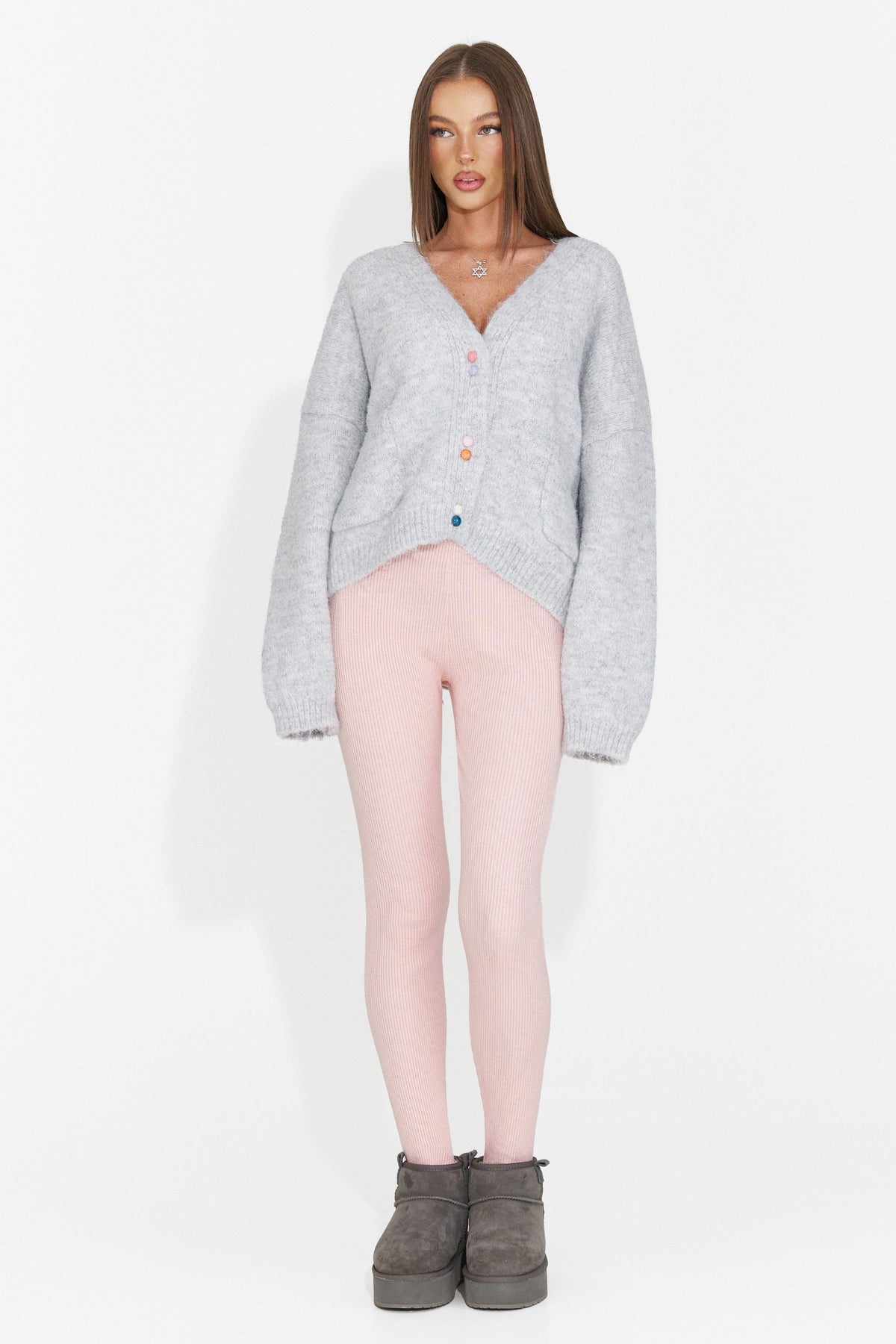 Cardigan casual gri Druveuia Bogas