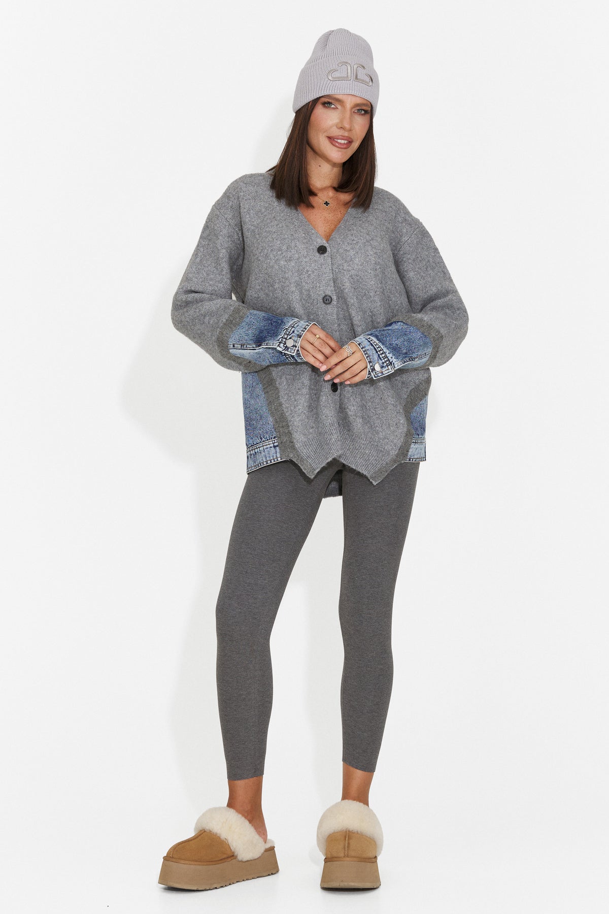 Colanti casual gri inchis Pruzena Bogas