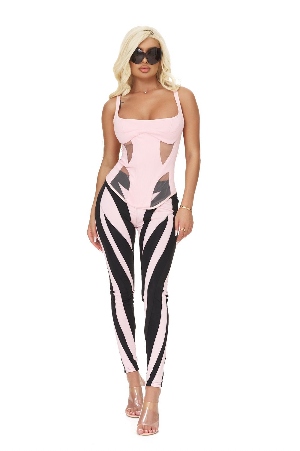 Elegáns női rózsaszín lycra harisnya Yemila Bogas
