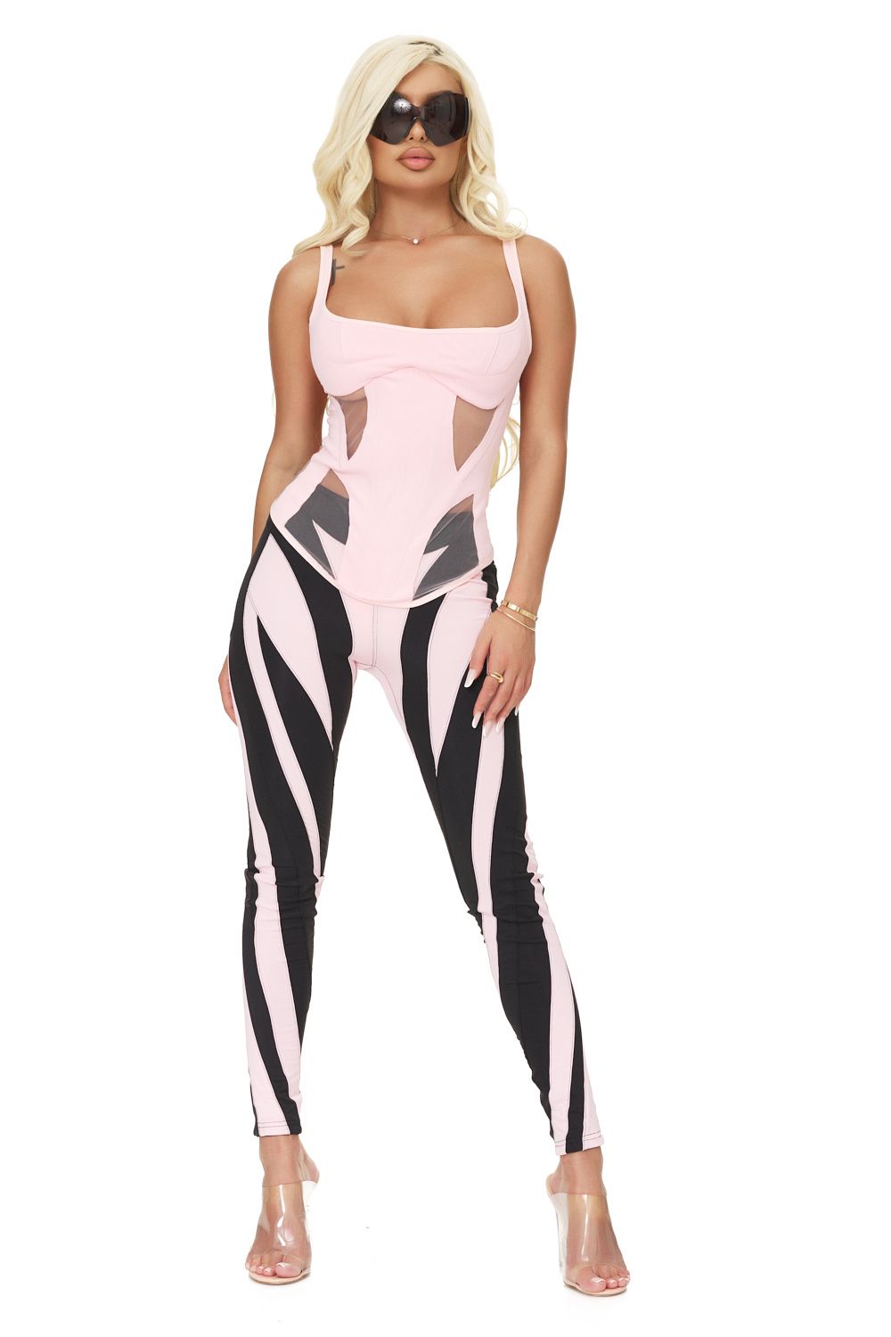 Elegáns női rózsaszín lycra harisnya Yemila Bogas