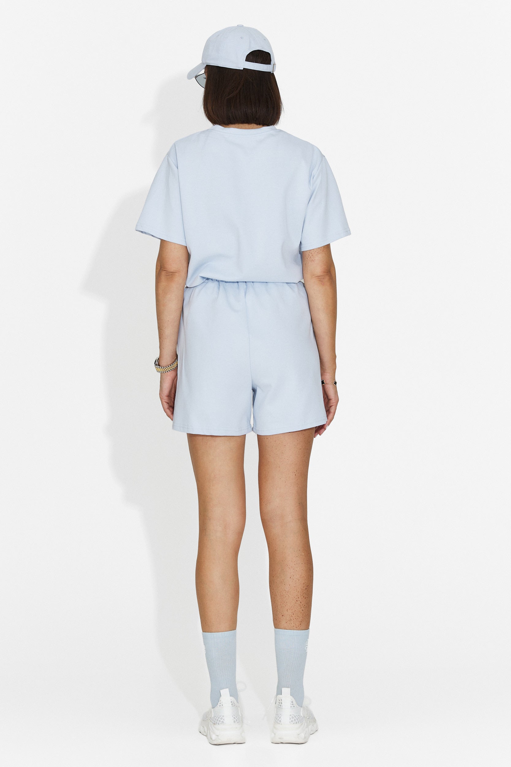 Compleu dama cu pantaloni scurti bleu Alesanda Bogas