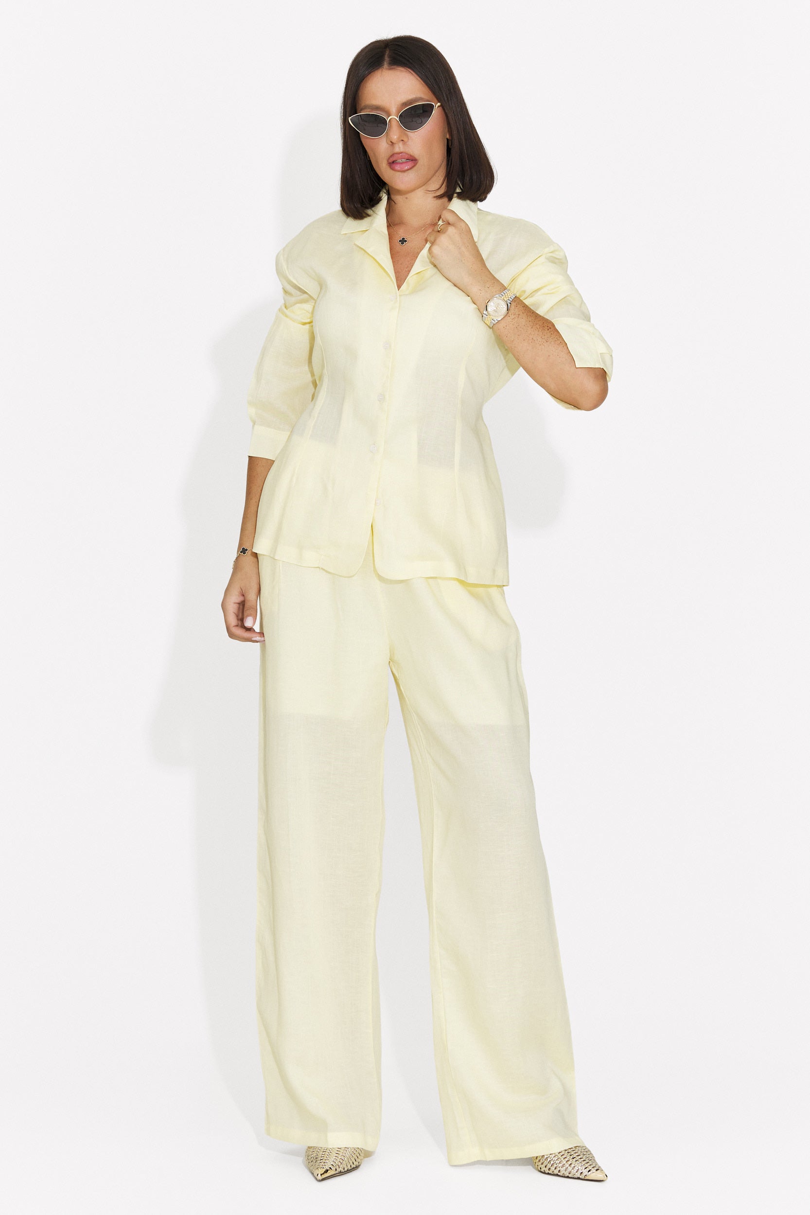 Compleu dama elegant galben Amiest Bogas