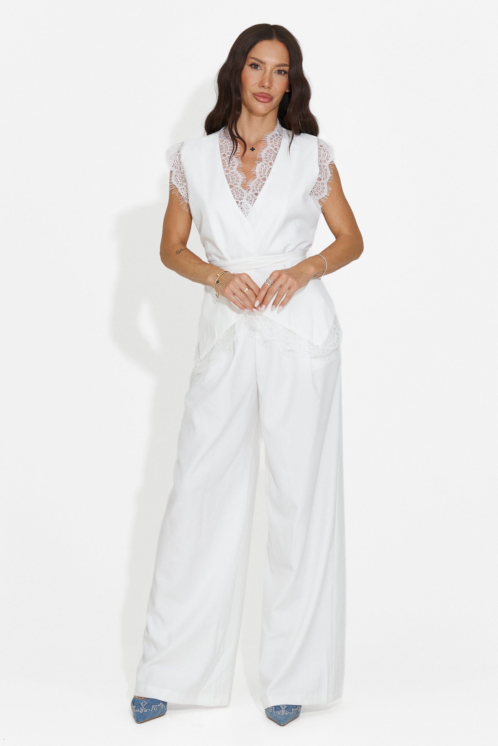 Női szett mellénnyel + nadrág fehér Felania Bogas