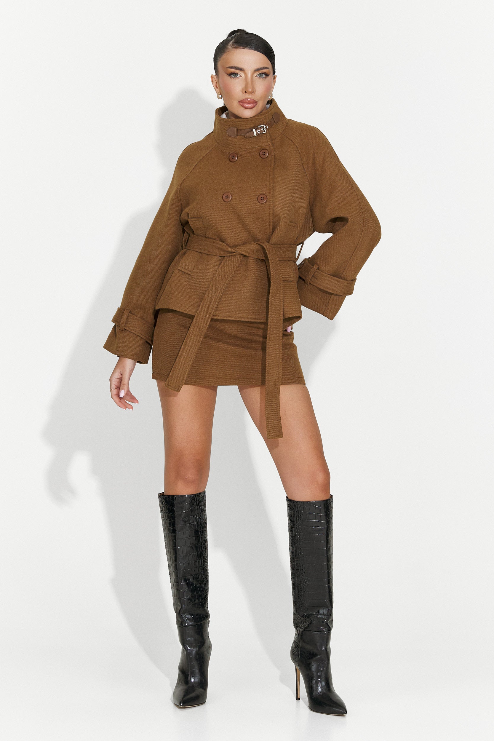 Ulmira Bogas női kosztümjacket + barna szoknya