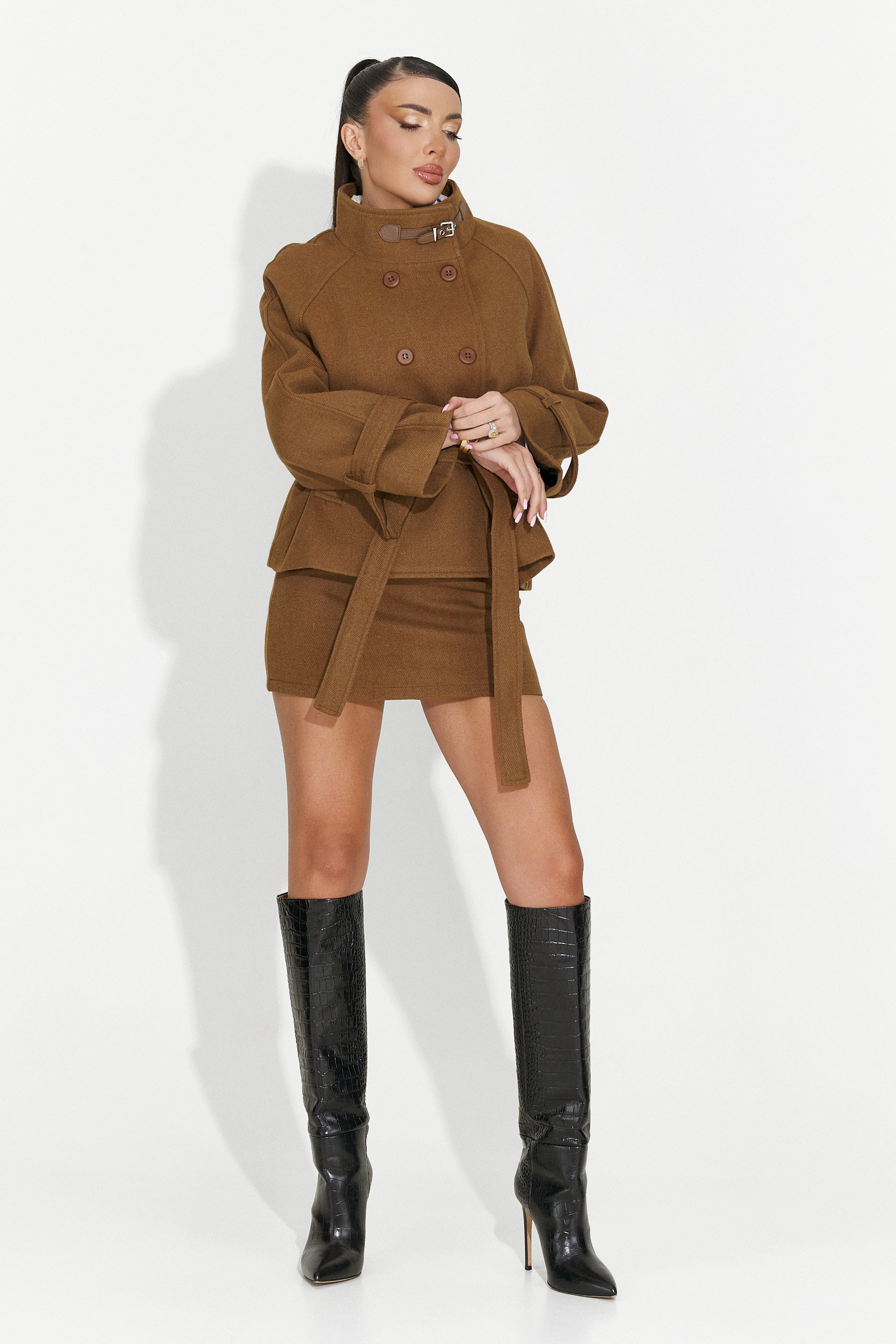 Ulmira Bogas női kosztümjacket + barna szoknya