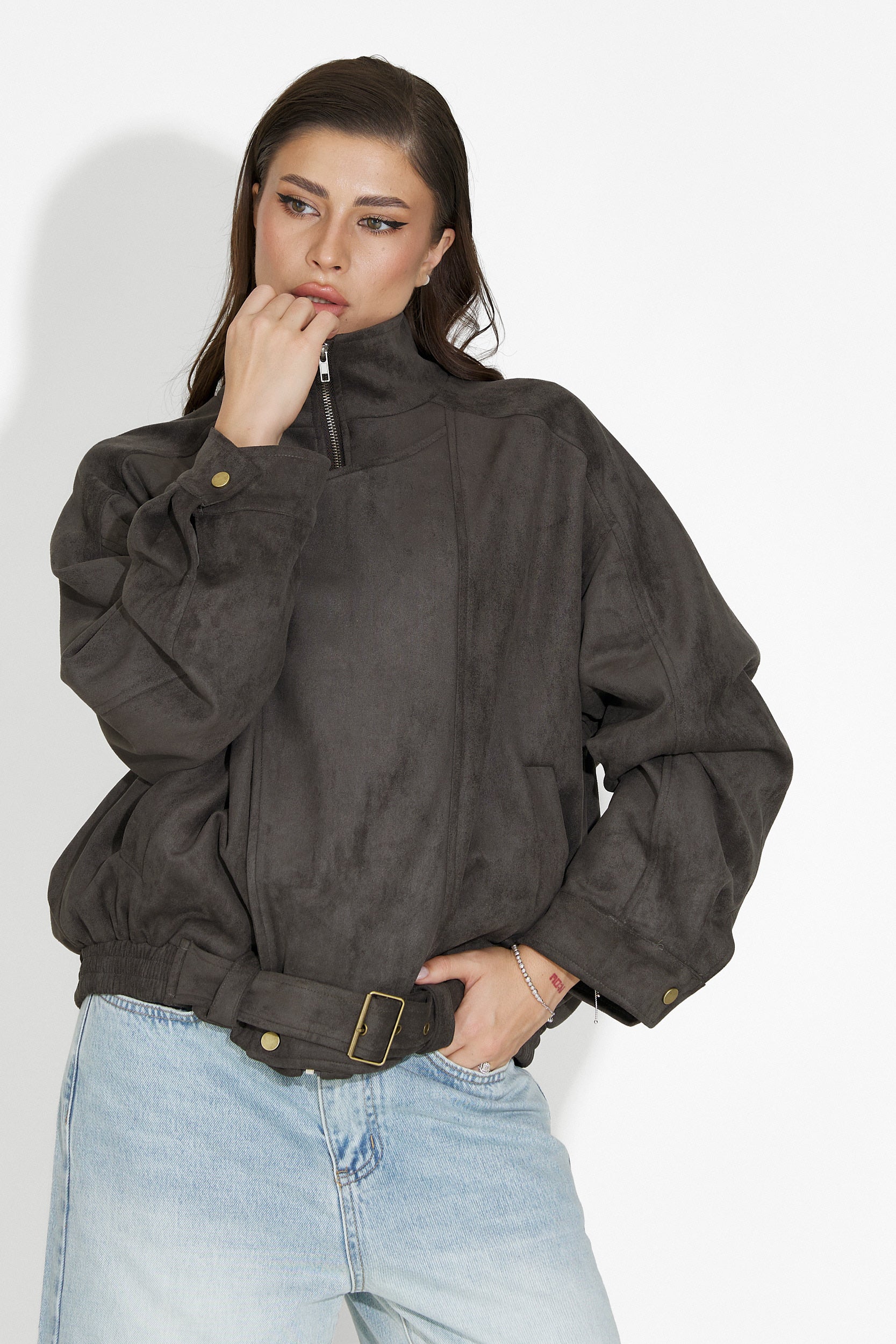 Ismoria Bogas Kényelmes Szürke Női Dzseki