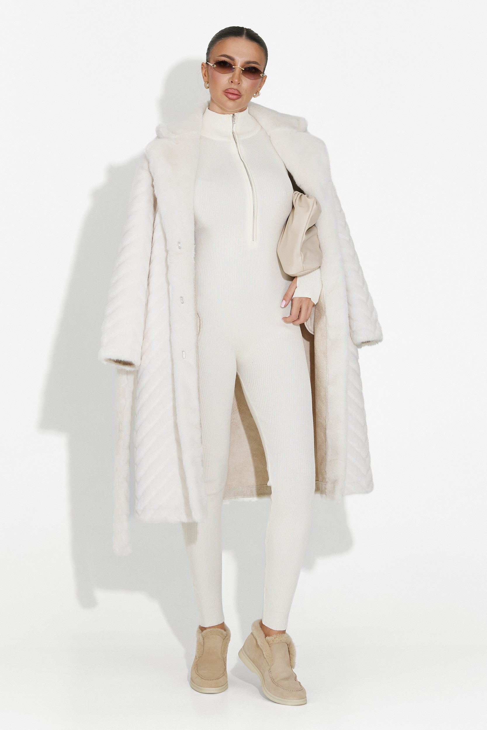 Beige Szőrmegkabát Lunaris Bogas