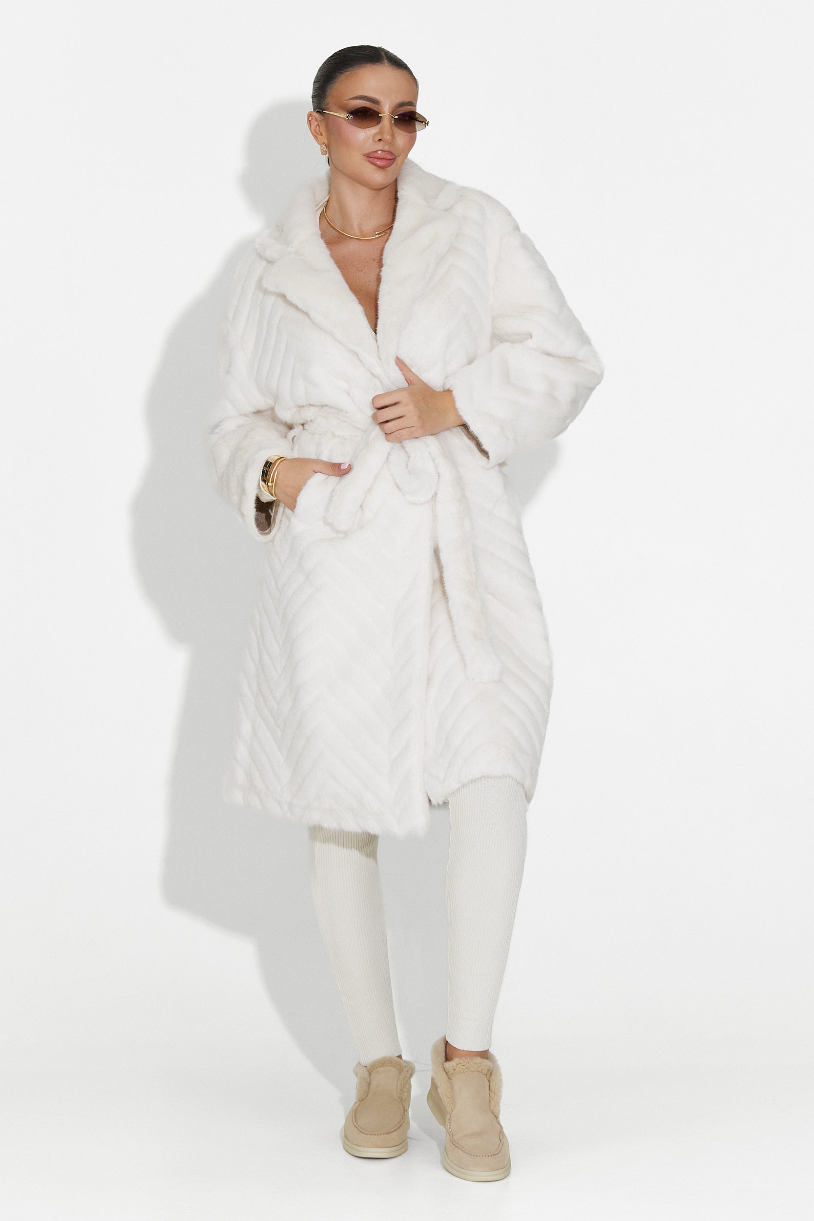 Beige Szőrmegkabát Lunaris Bogas