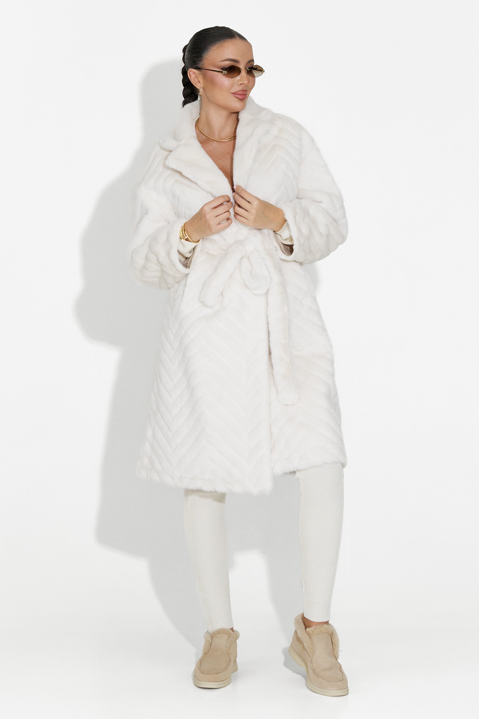 Beige Szőrmegkabát Lunaris Bogas