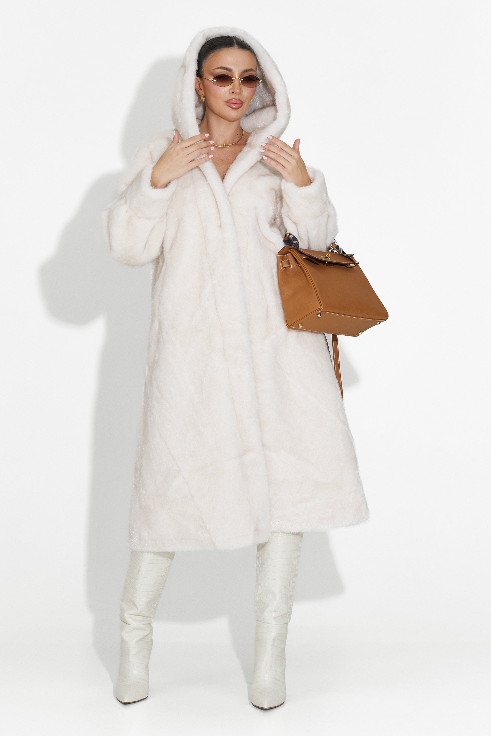 Pluvina Bogas Bézs Szőrmekabát