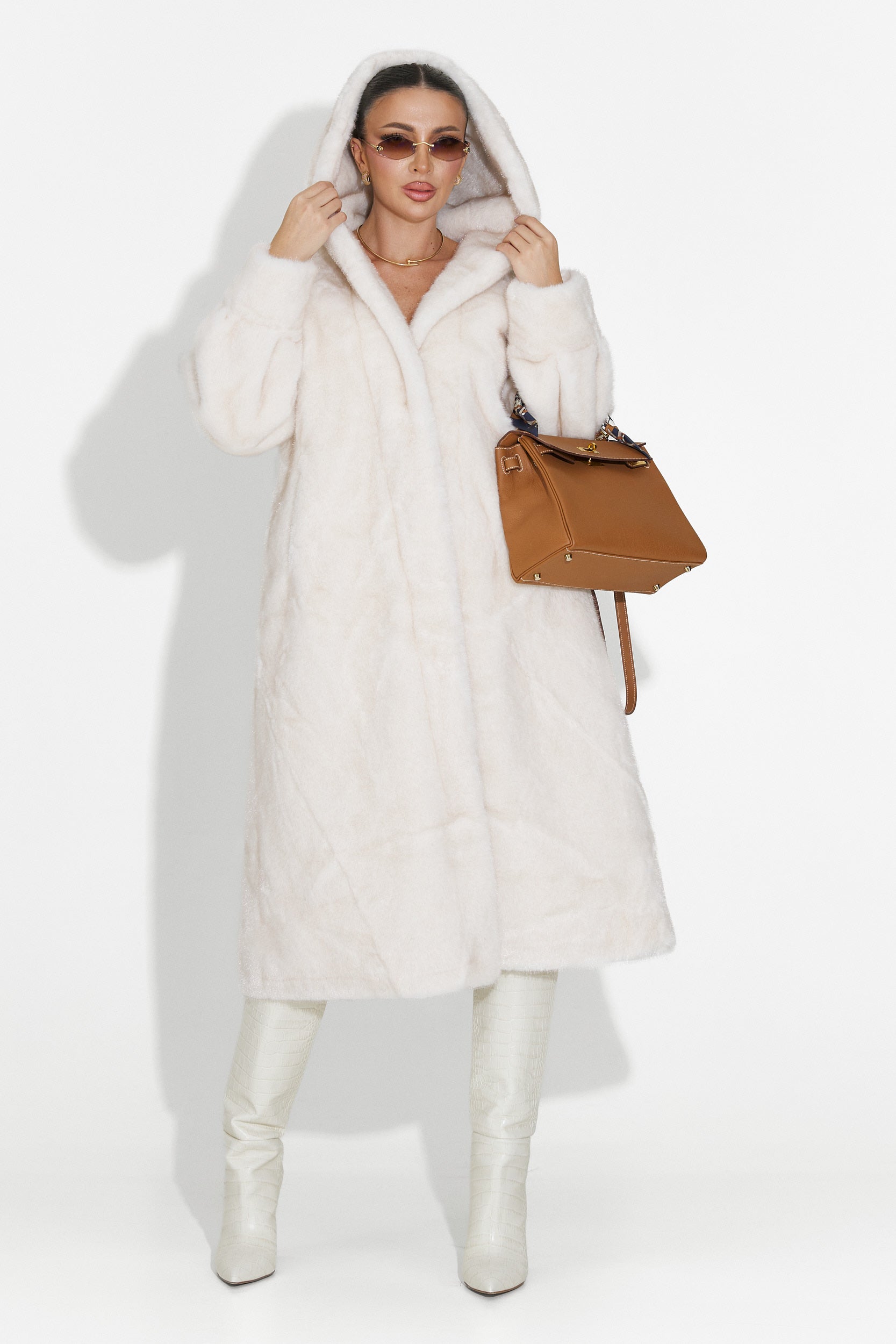 Pluvina Bogas Bézs Szőrmekabát