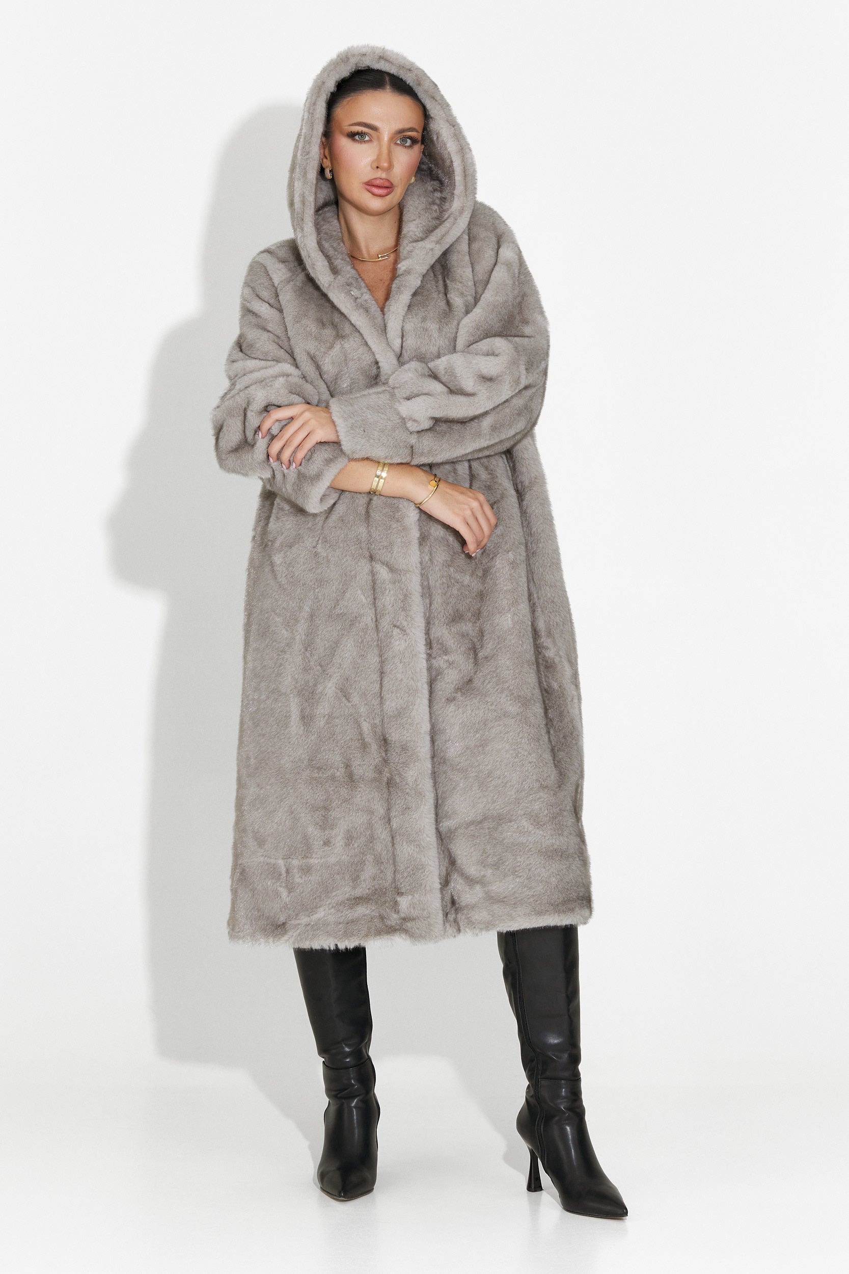 Pluvina Bogas Szürke Szőrmekabát