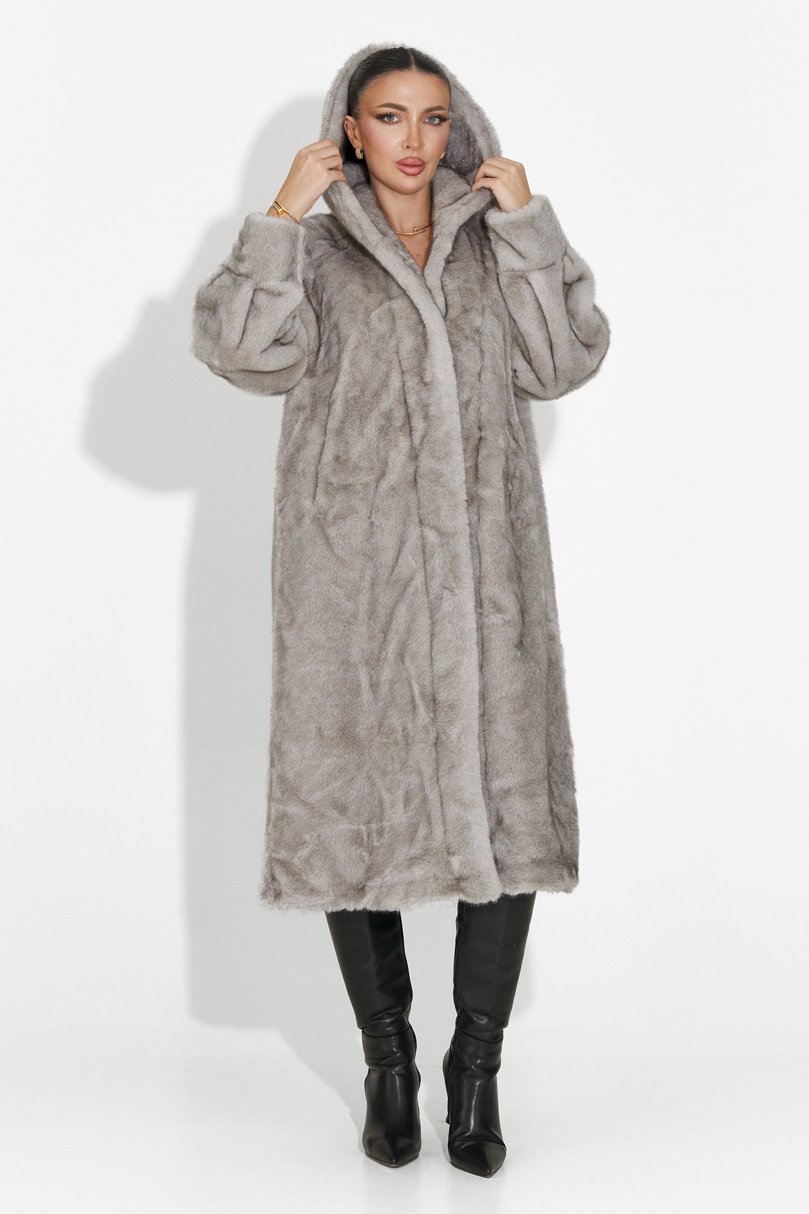 Pluvina Bogas Szürke Szőrmekabát