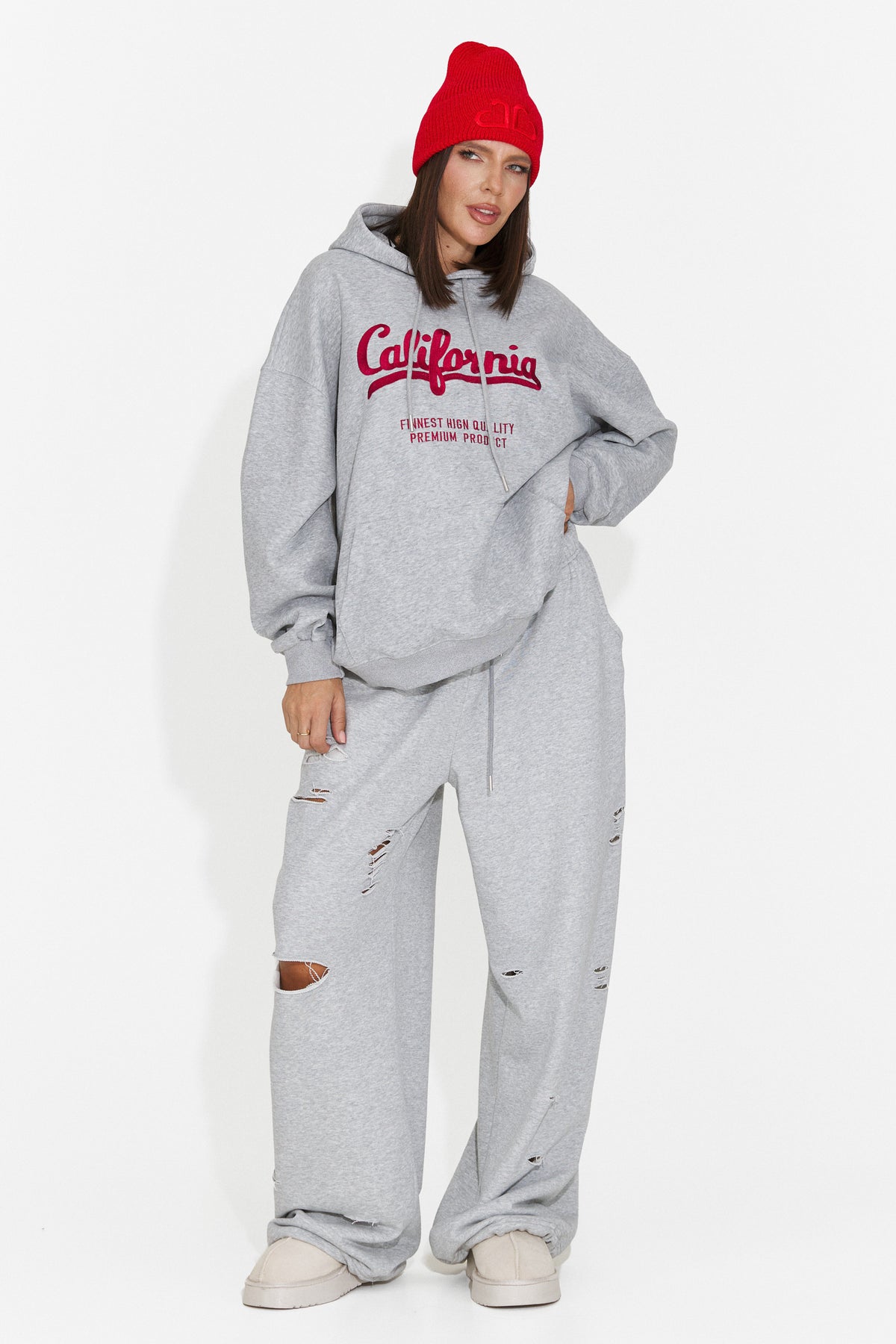 Hanorac casual gri inchis Velzeisa Bogas