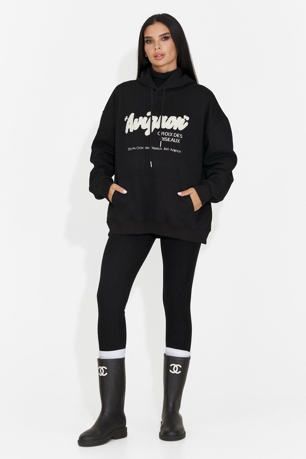 Hanorac casual negru Valotdiva Bogas