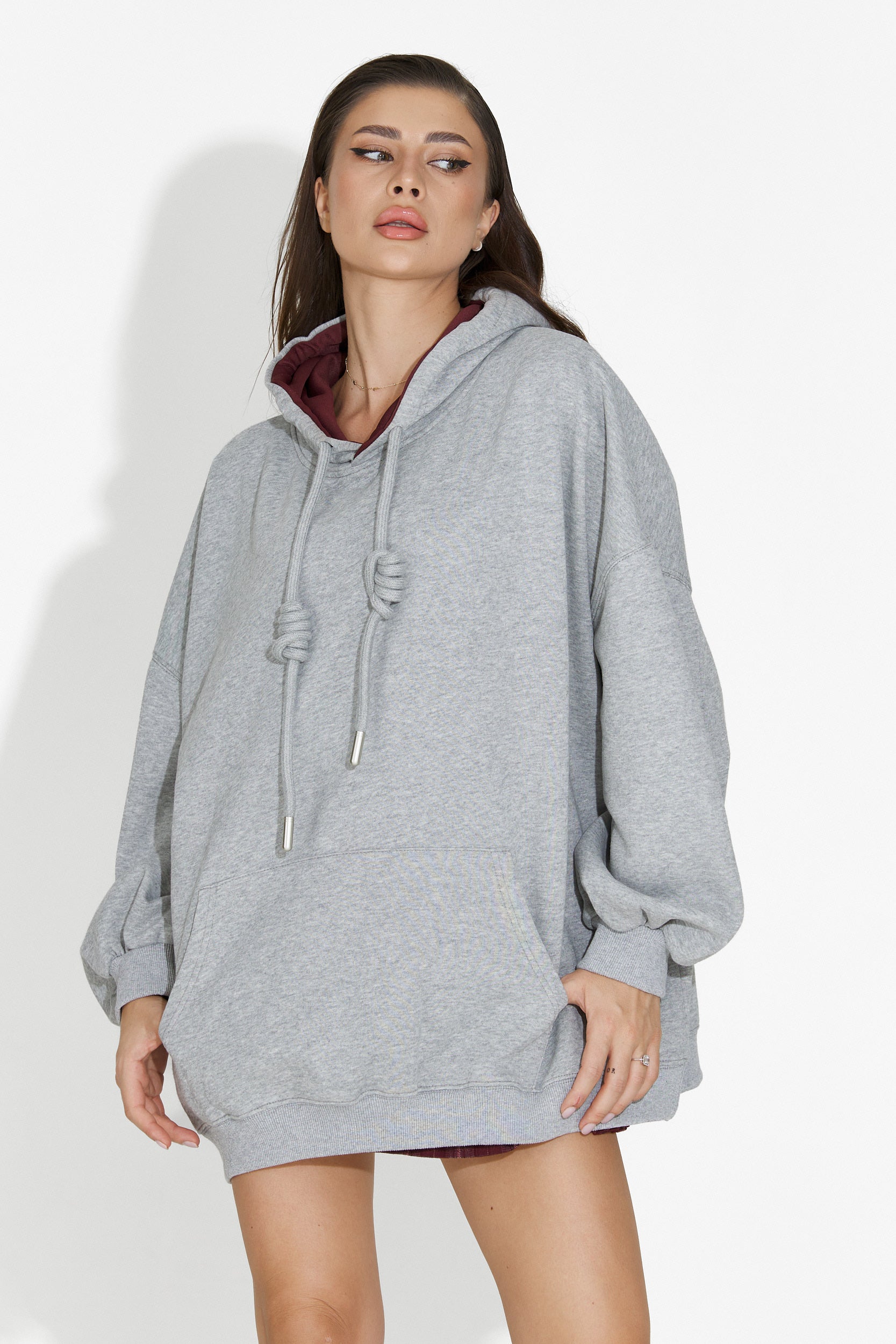 Noblesa Bogas Sötétszürke Női Hétköznapi Kapucnis Pulóver