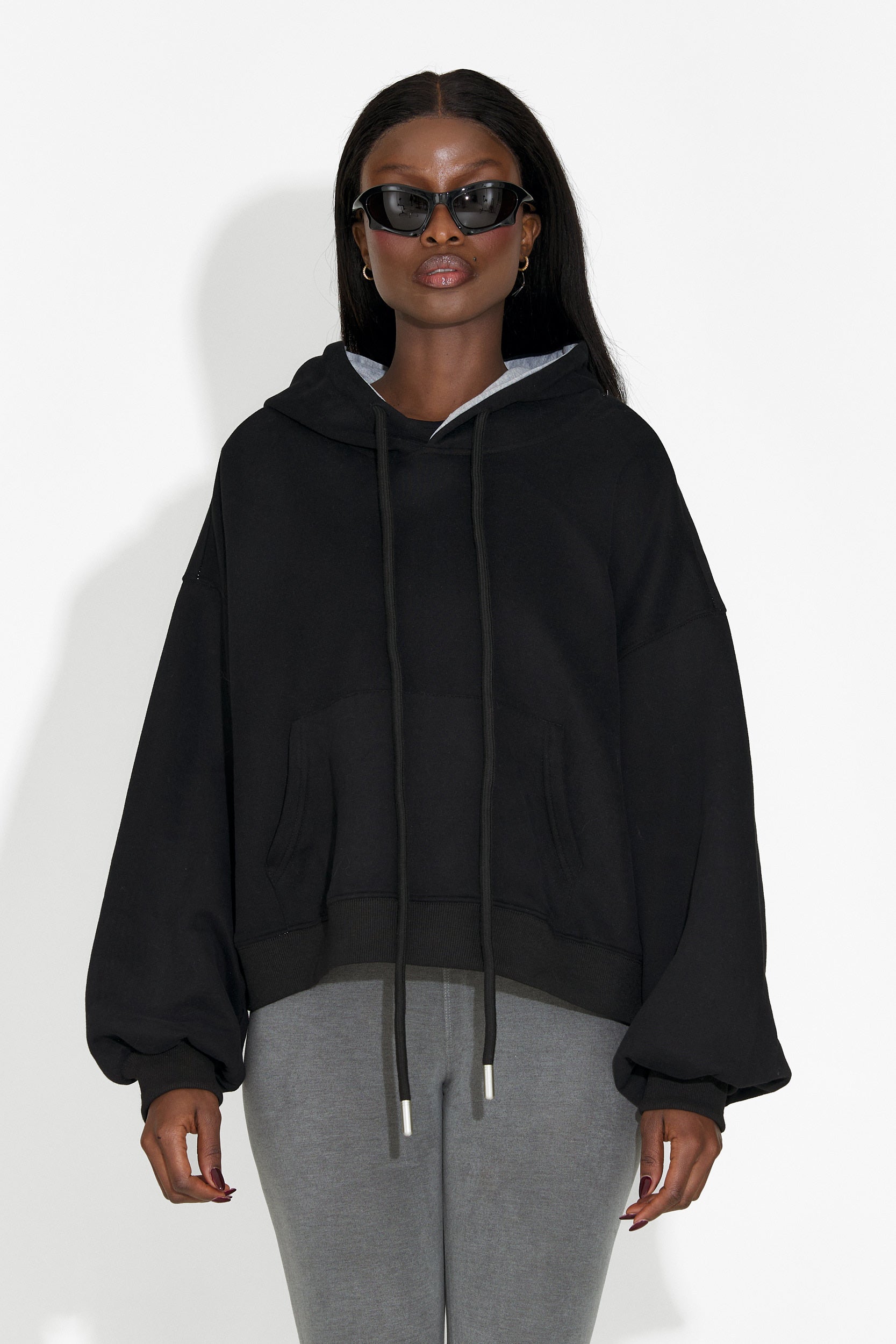 Loravia Bogas Hétköznapi Fekete Női Kapucnis Pulóver