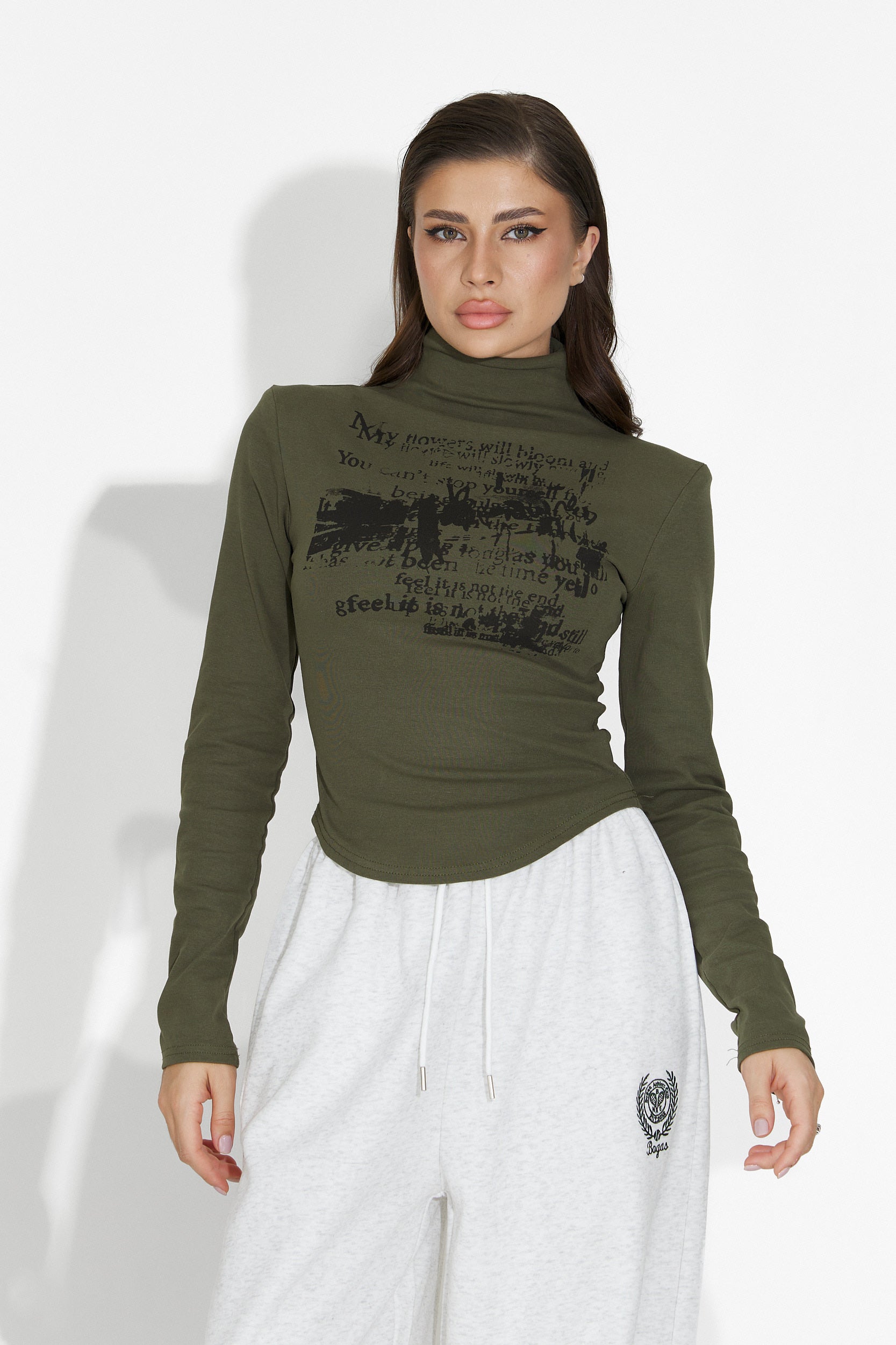 Fenalya Bogas Hétköznapi Khaki Női Pulóver