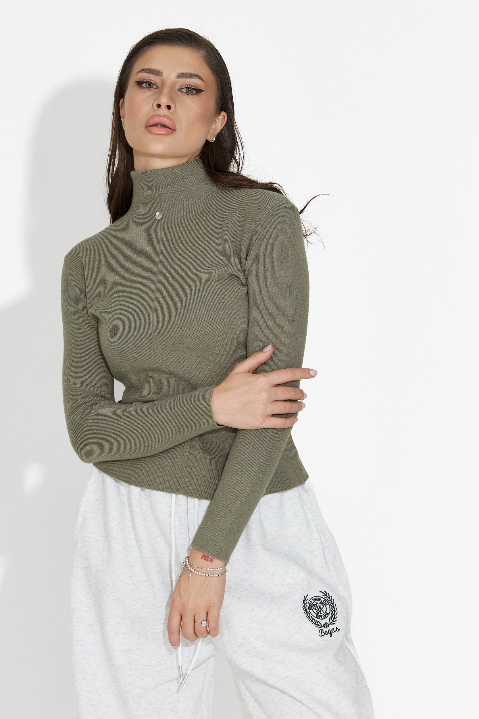 Laza Khaki Női Pulóver Invera Bogas