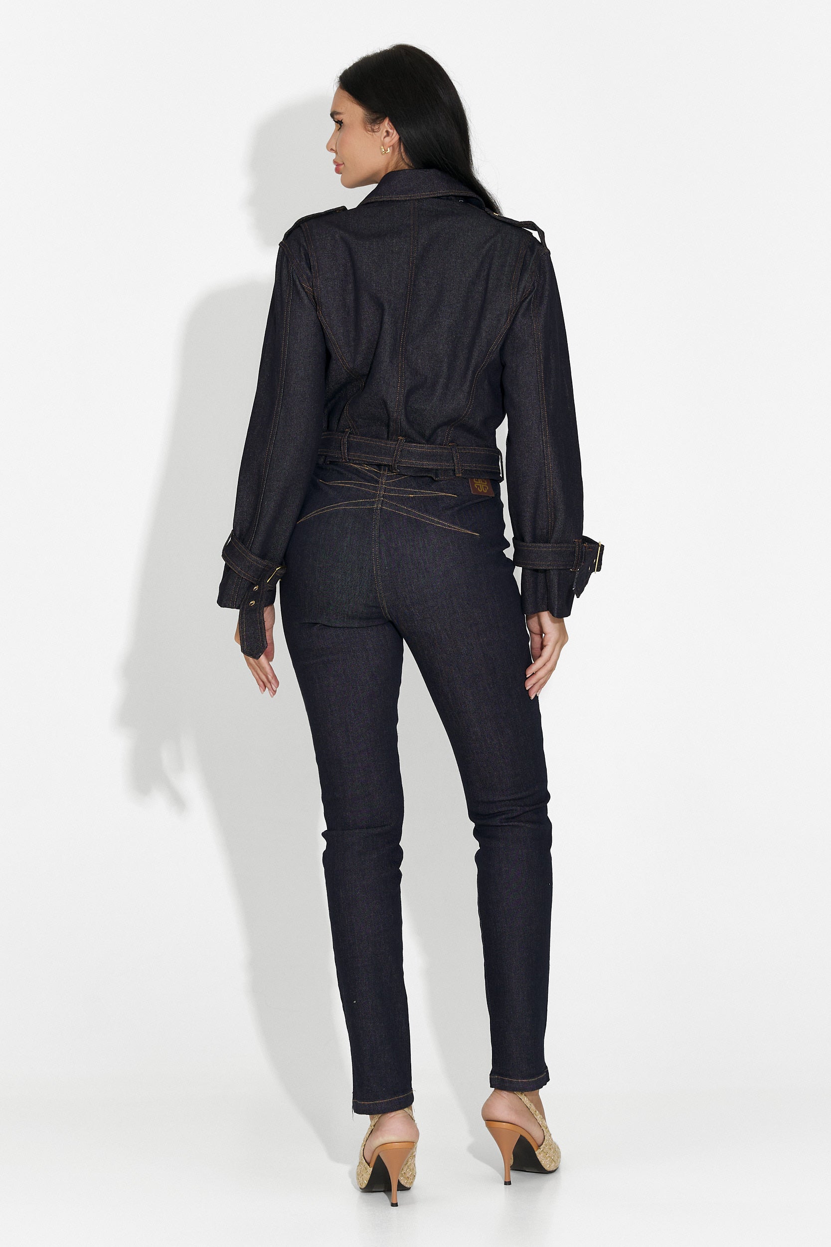 Renatia Bogas Tengerészkék Hétköznapi Női Farmerkabát