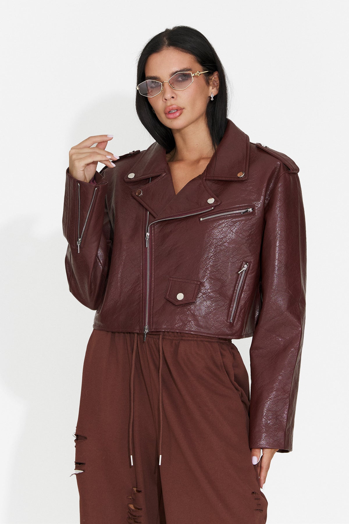 Jacheta casual Burgundy Glimyra Bogas