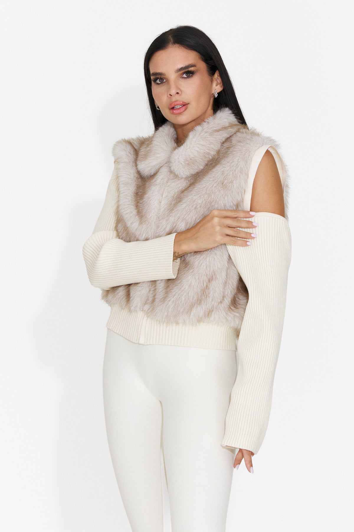 Jacheta casual crem Birleuna Bogas