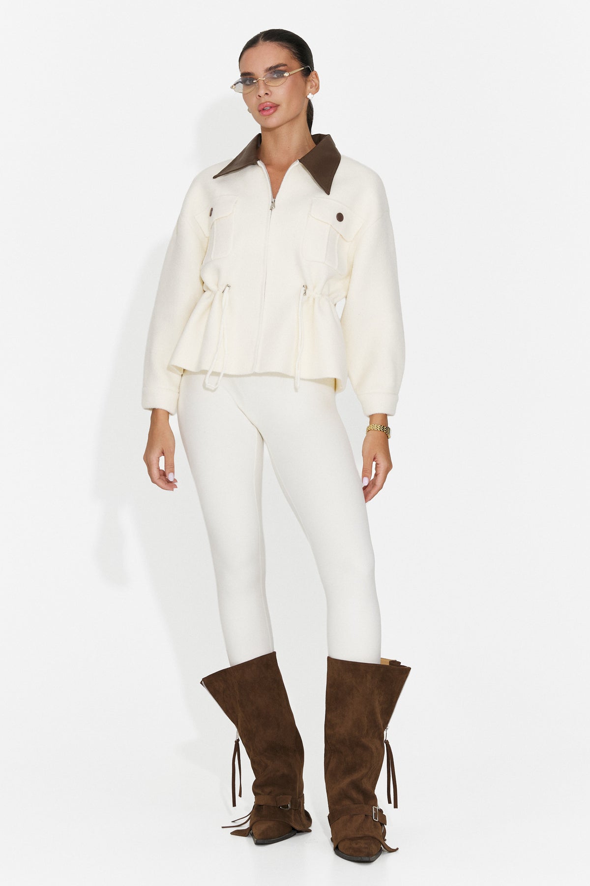 Jacheta casual crem Poliaonia Bogas