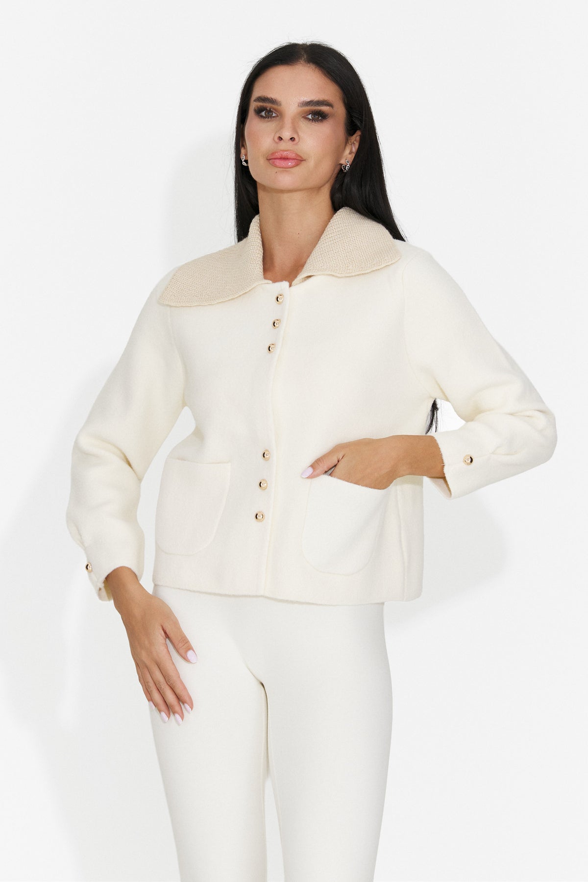 Jacheta casual crem Vavityra Bogas
