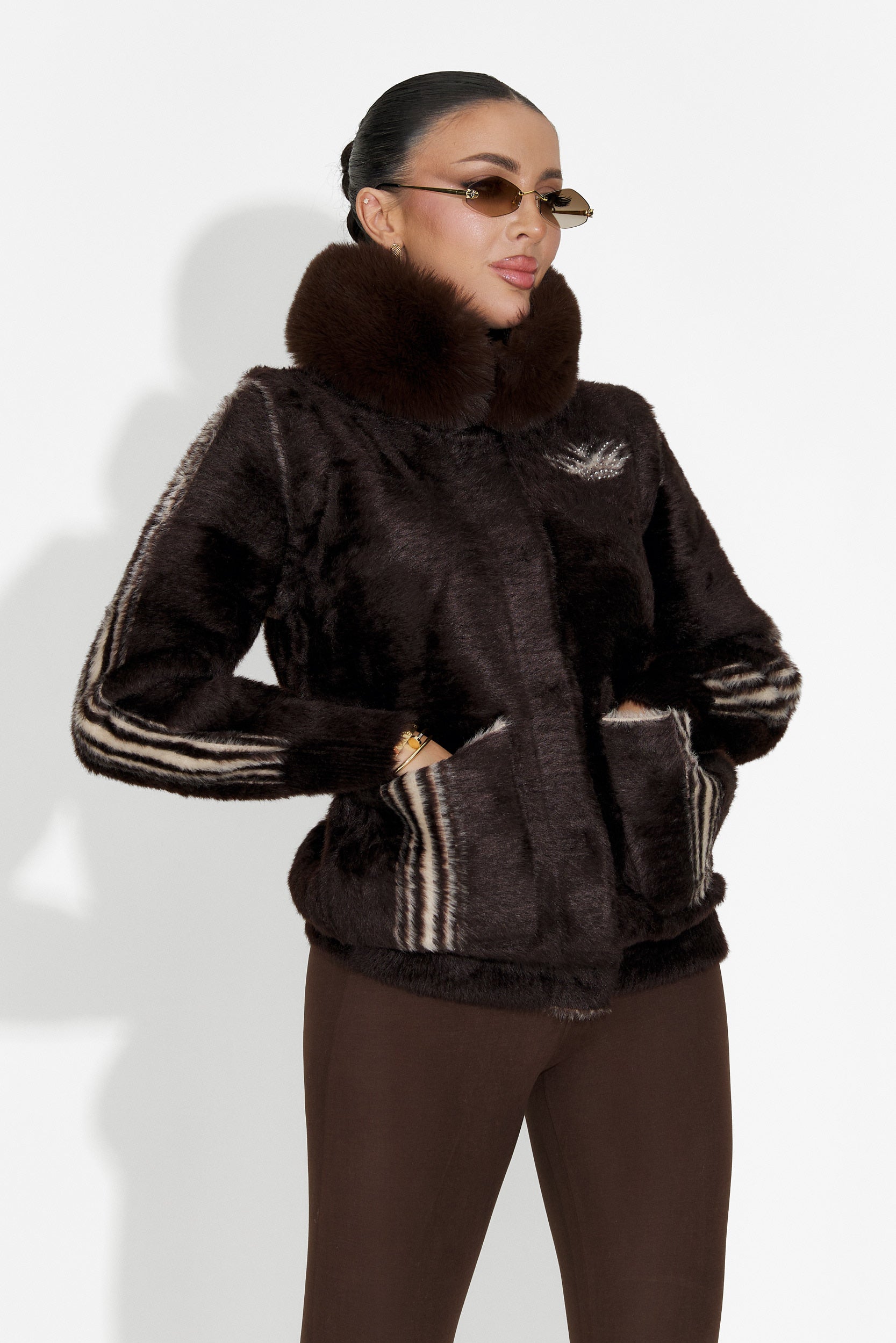 Valoria Bogas Casual Női Kabát 2 Oldalas Barna Bézs