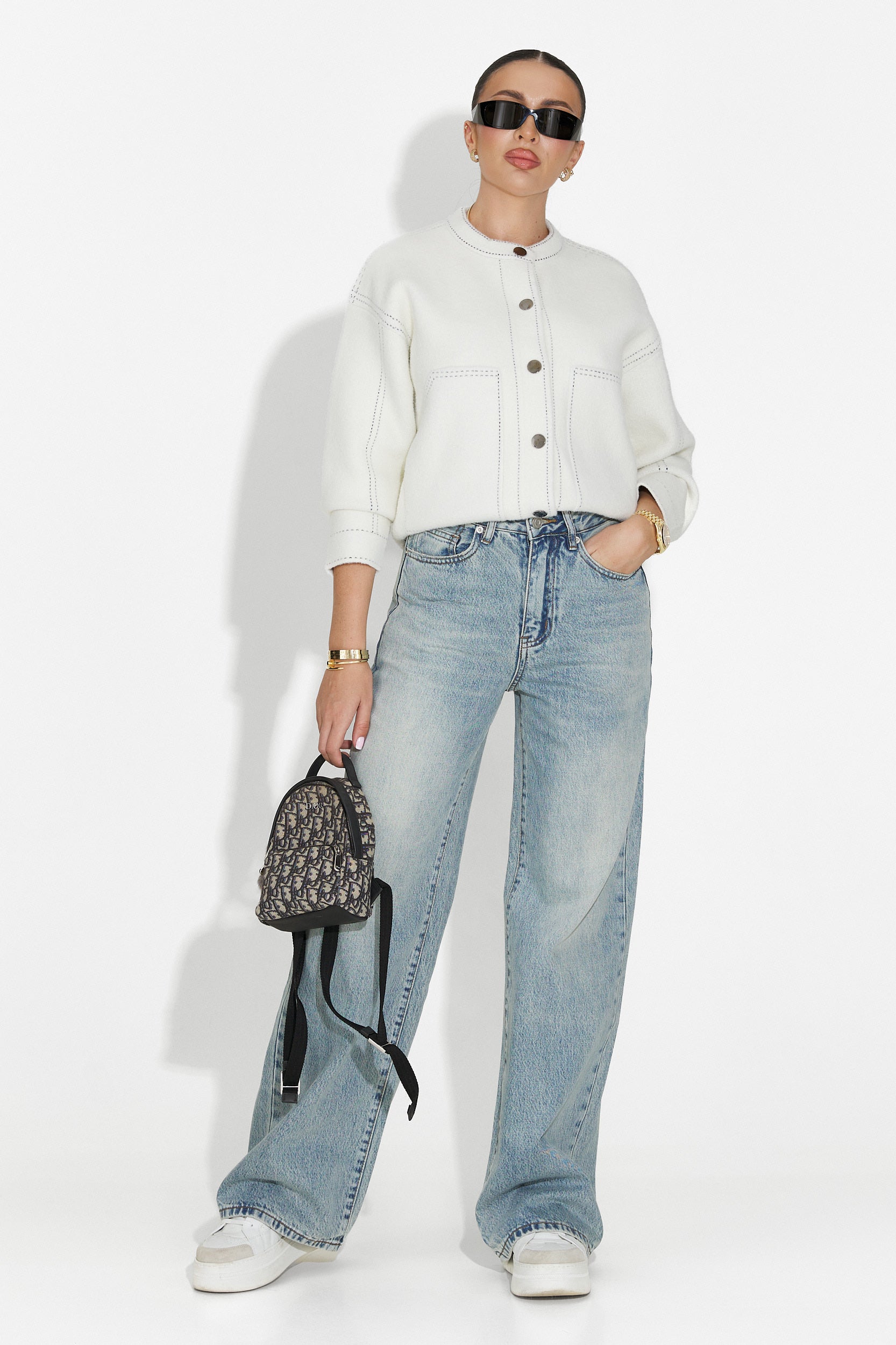 Emalin Bogas Fehér Hétköznapi Női Dzseki