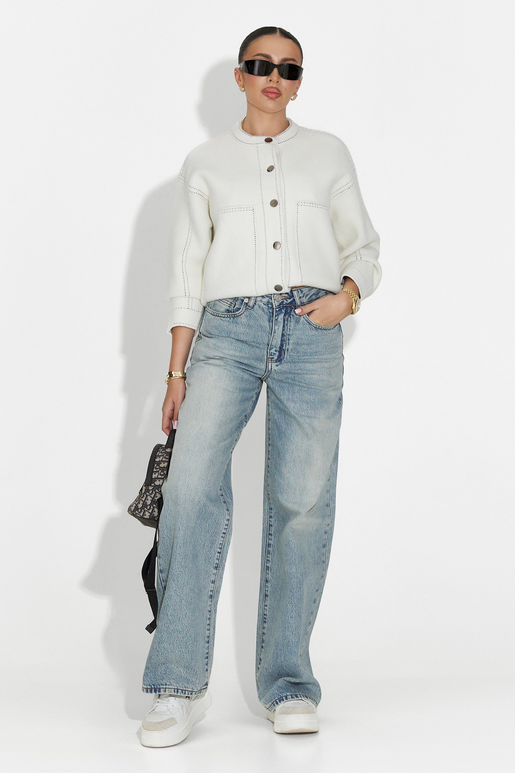 Emalin Bogas Fehér Hétköznapi Női Dzseki