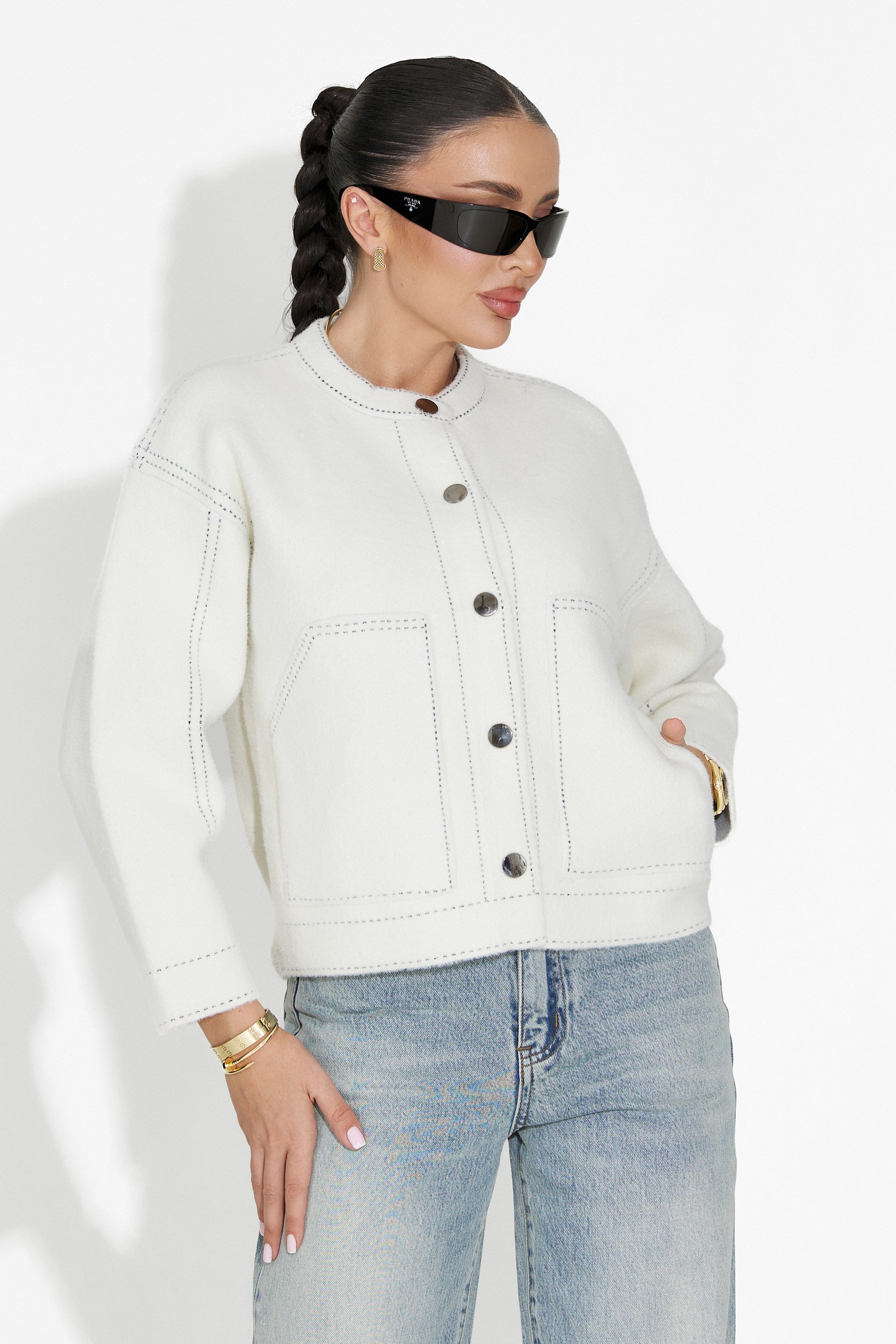 Emalin Bogas Fehér Hétköznapi Női Dzseki