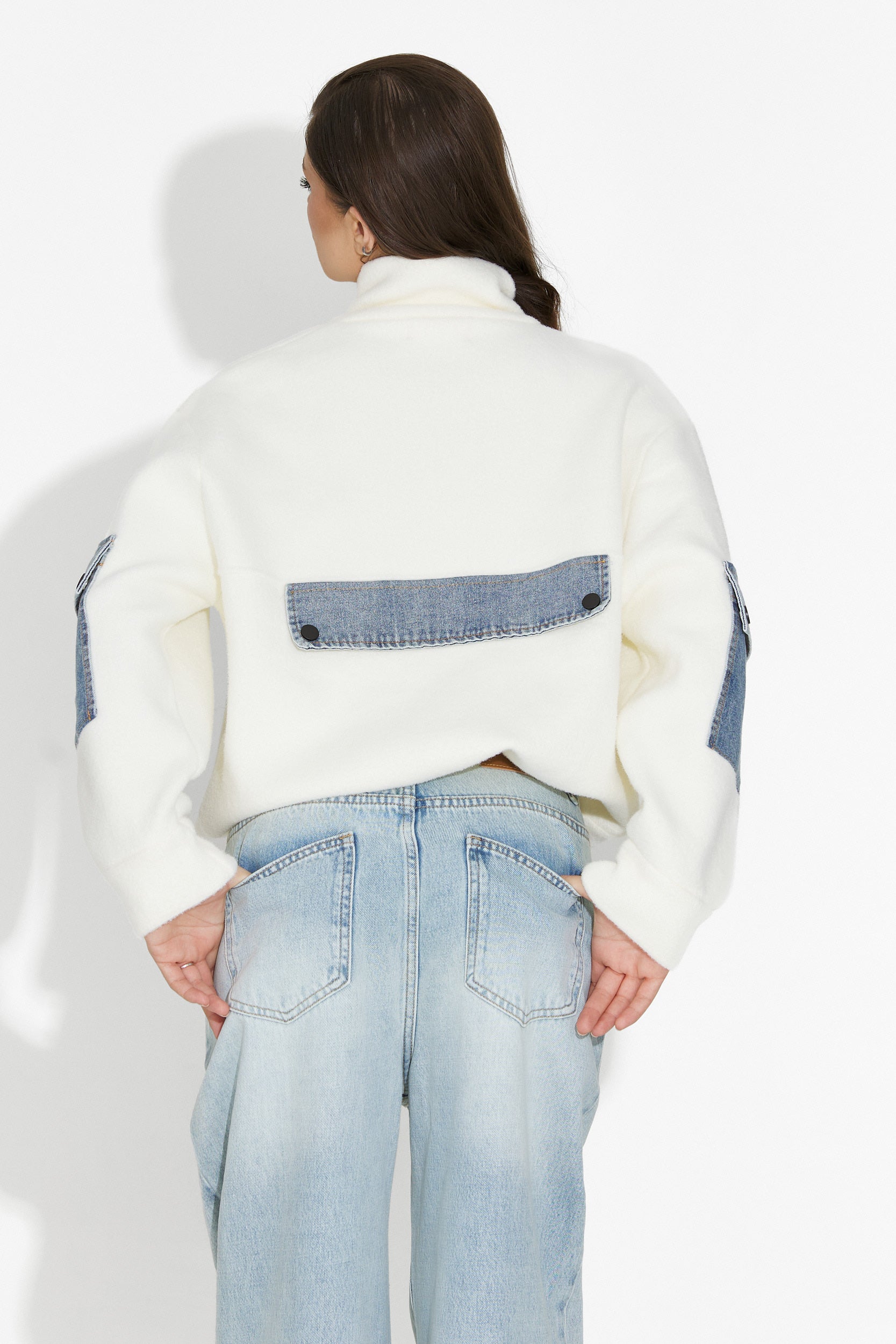 Nedaria Bogas Fehér Hétköznapi Női Dzseki