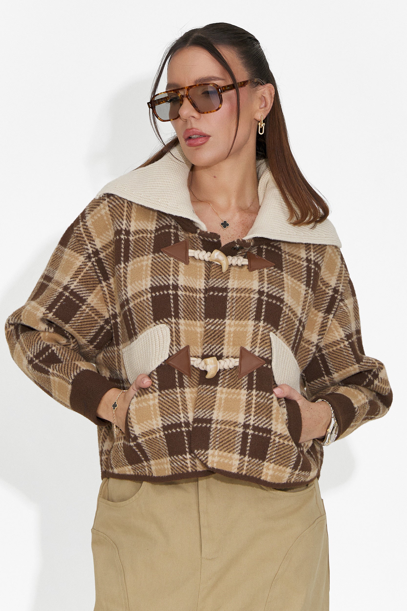 Elegáns női barna kabát Pretay Bogas