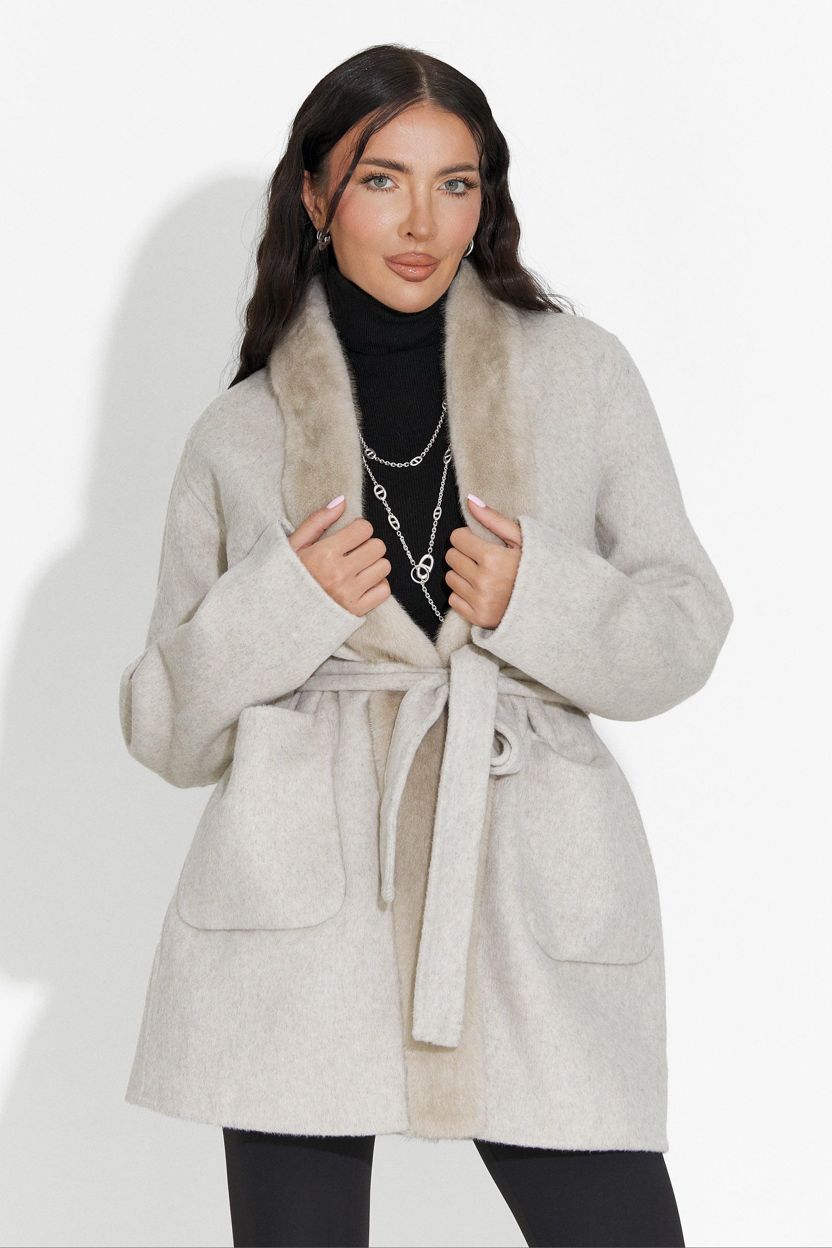 Elegáns női kabát bézs Gelira Bogas