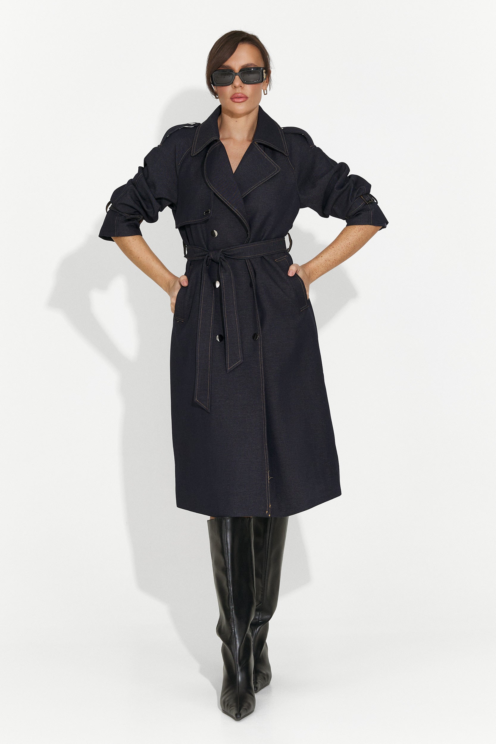 Elegáns női kabát sötétkék Nuvia Bogas