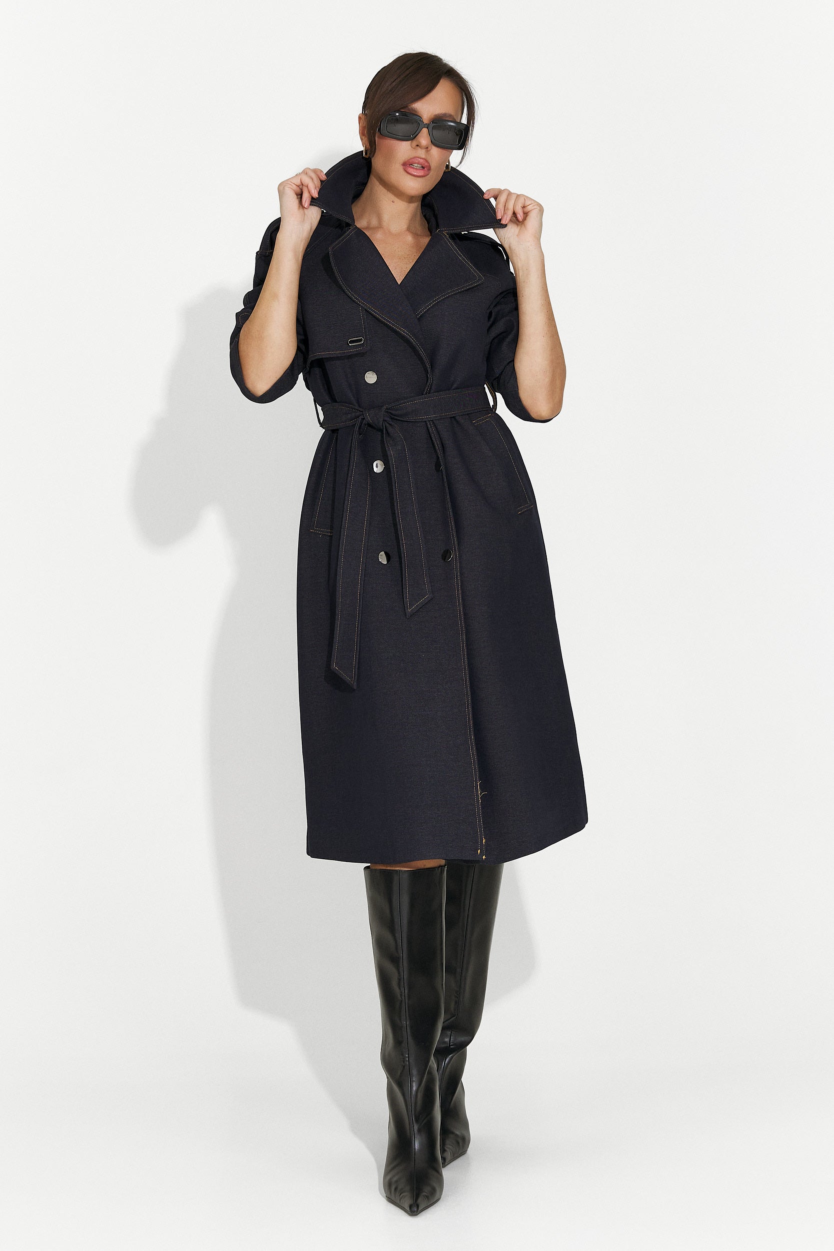 Elegáns női kabát sötétkék Nuvia Bogas