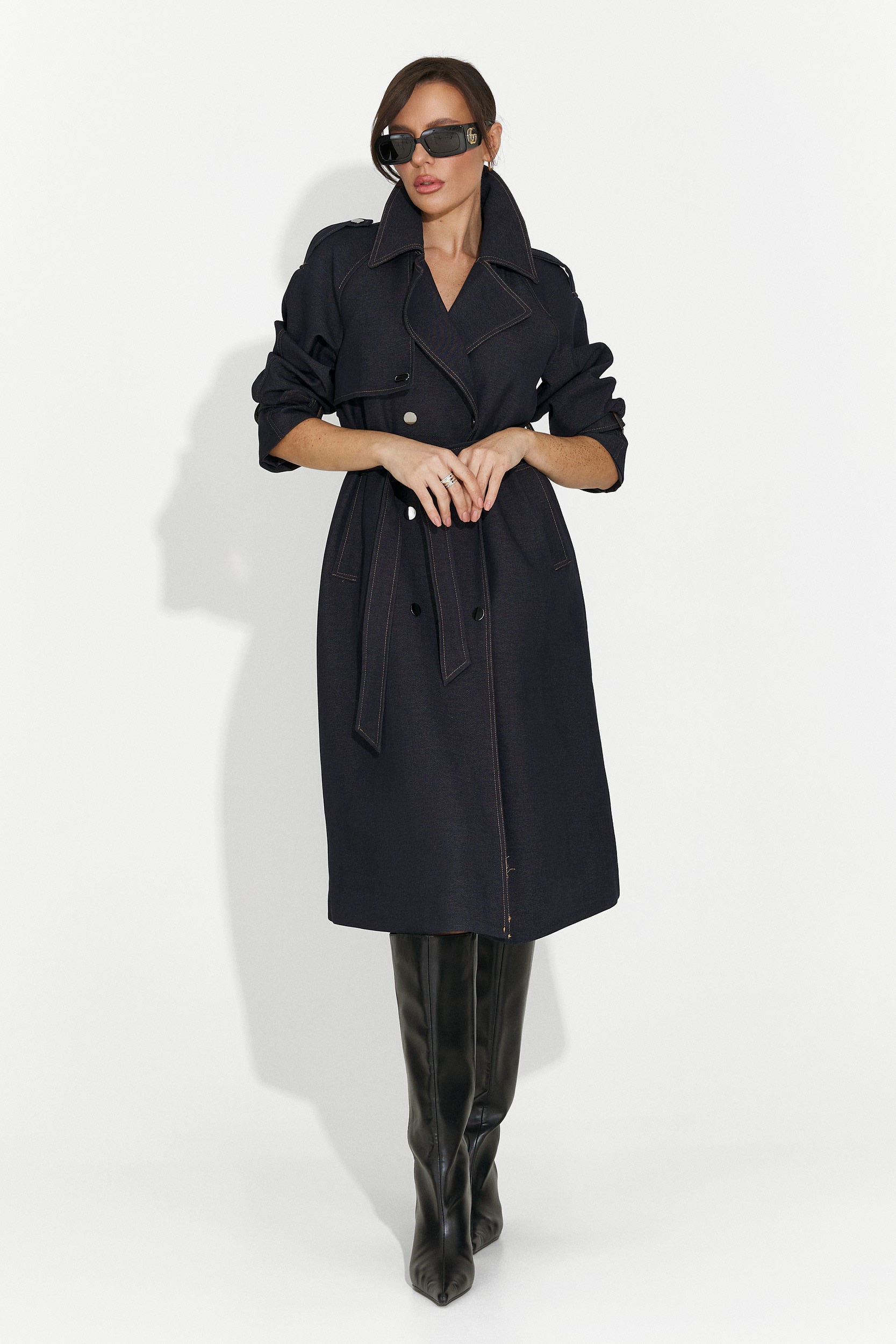 Elegáns női kabát sötétkék Nuvia Bogas