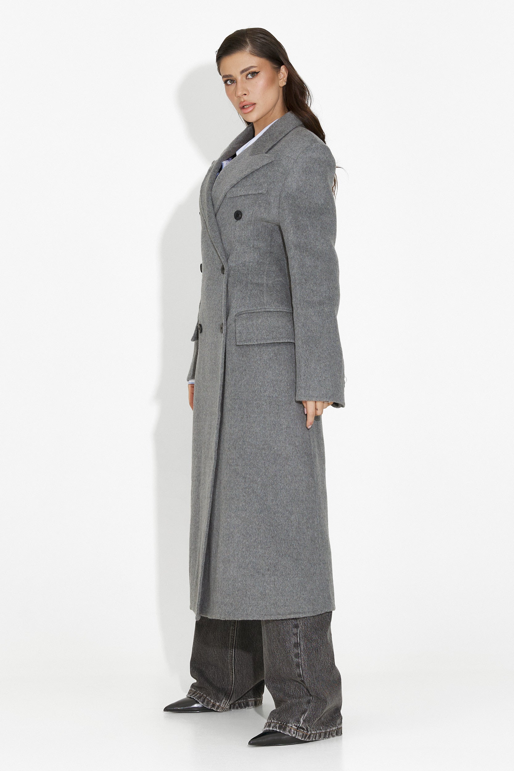 Elegáns Szürke Savira Bogas Női Kabát