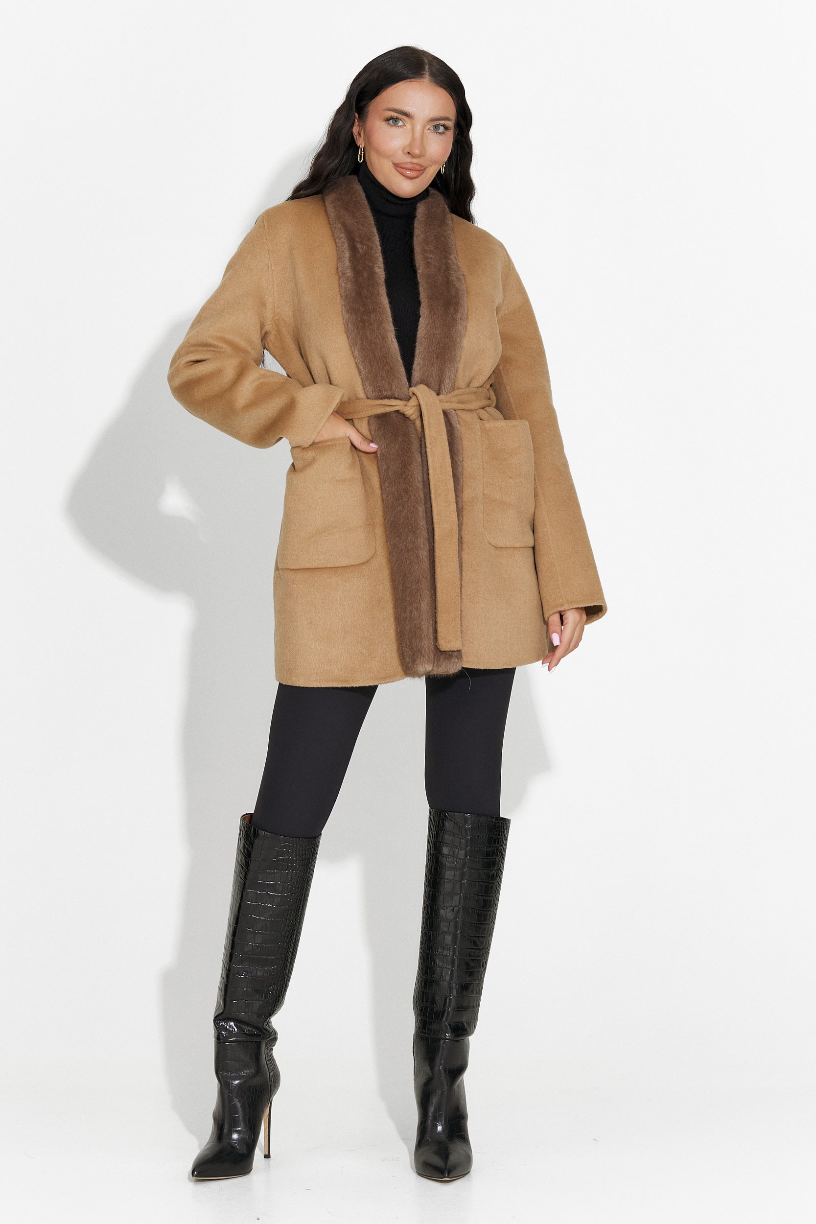 Elegáns női kabát barna Gelira Bogas