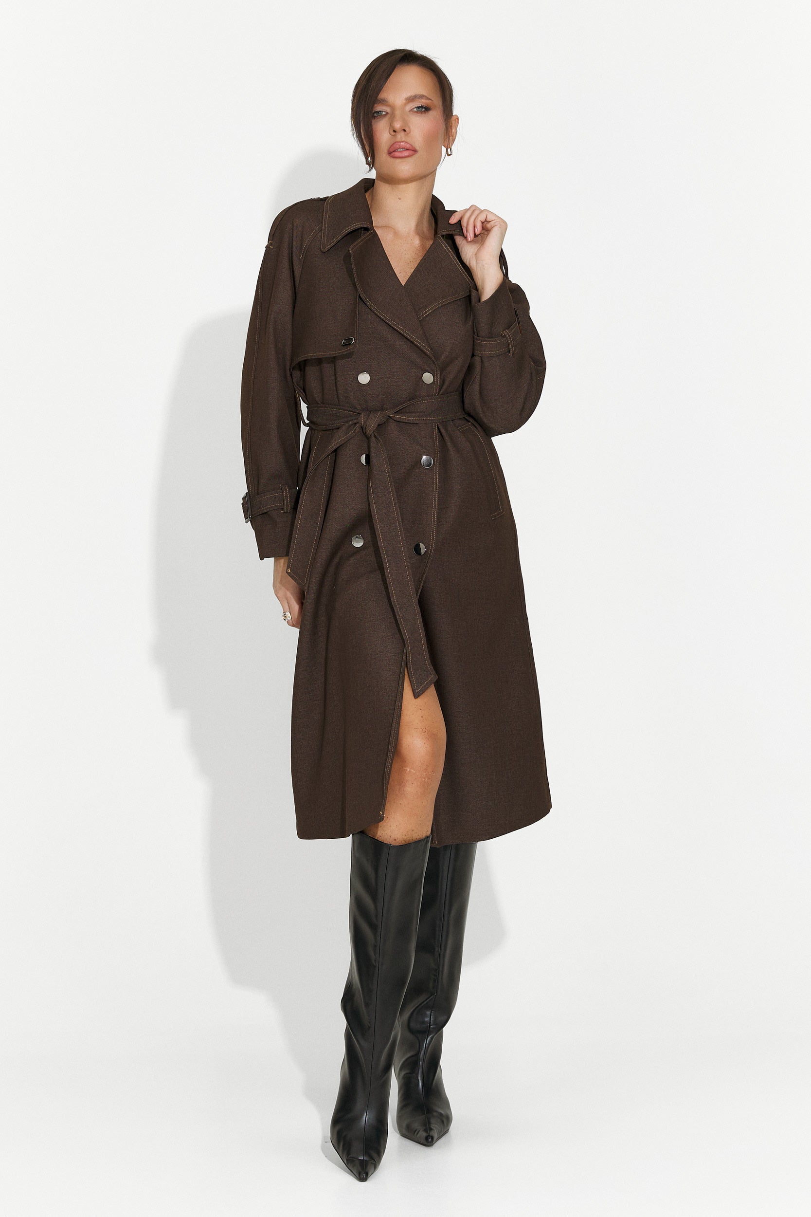 Elegáns női kabát barna Nuvia Bogas