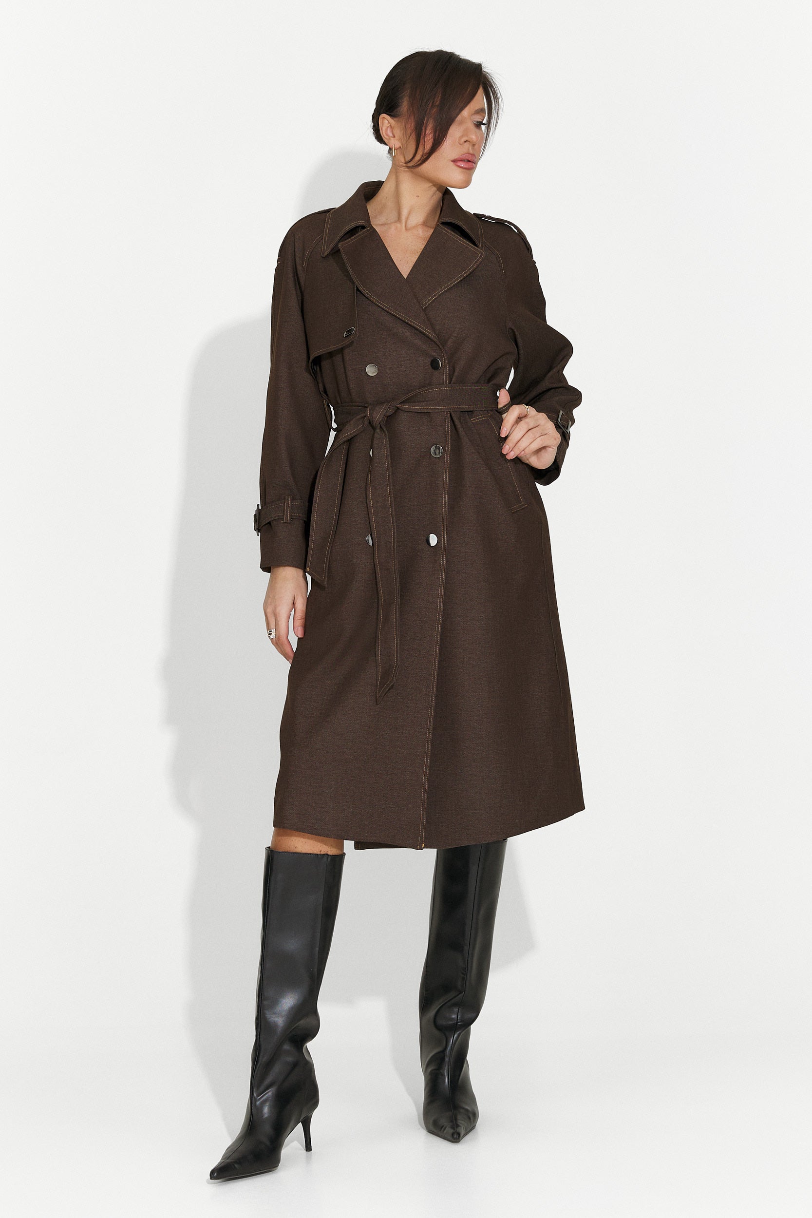 Elegáns barna Nuvia Bogas hölgykabát