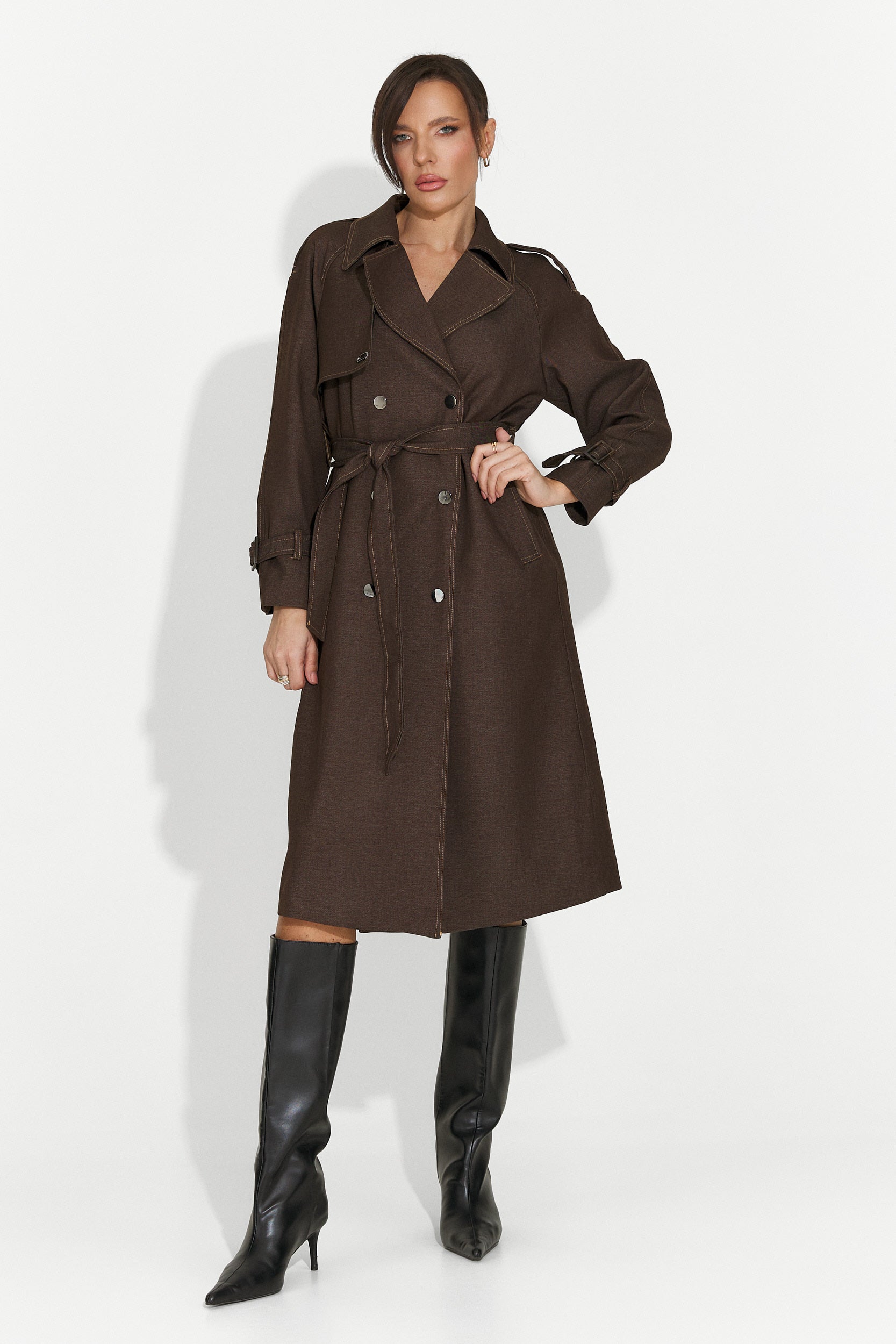 Elegáns barna Nuvia Bogas hölgykabát