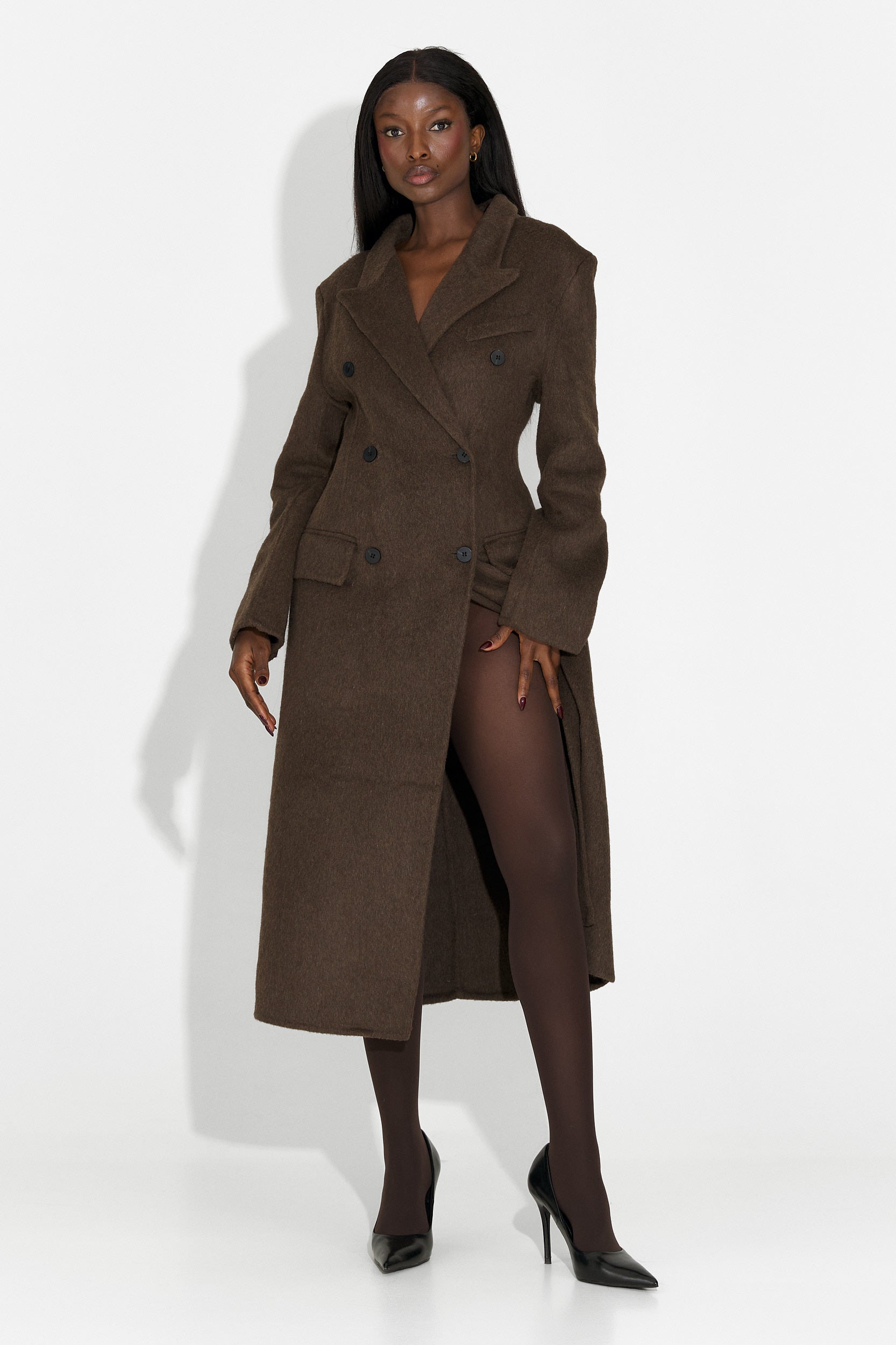 Elegáns barna Savira Bogas női kabát