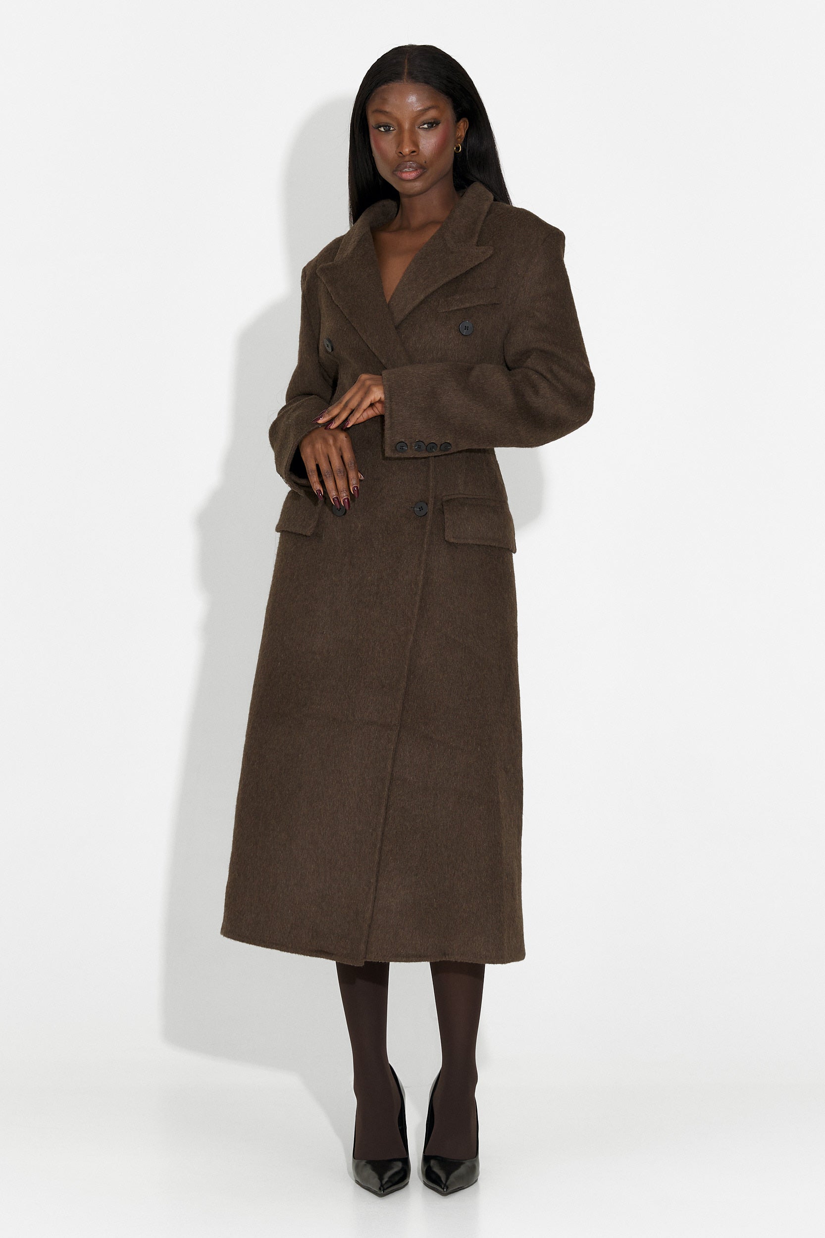 Elegáns barna Savira Bogas női kabát