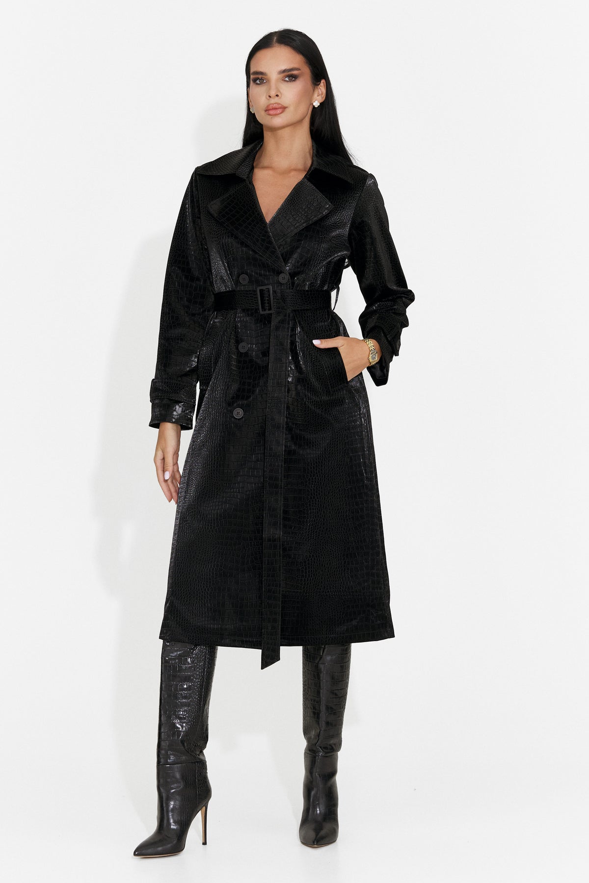 Palton elegant negru Prumeiza Bogas