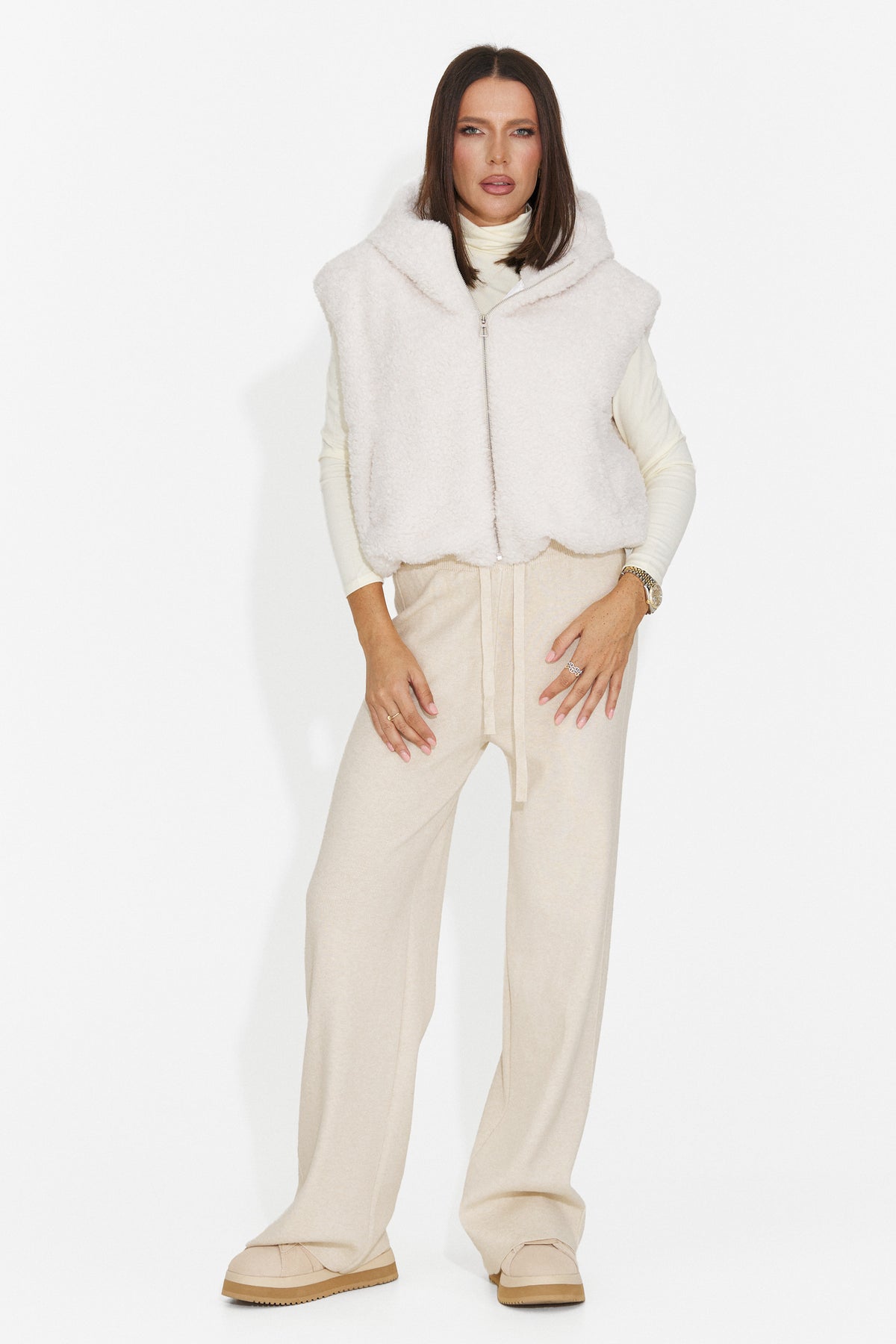 Pantaloni casual bej Berinieza Bogas