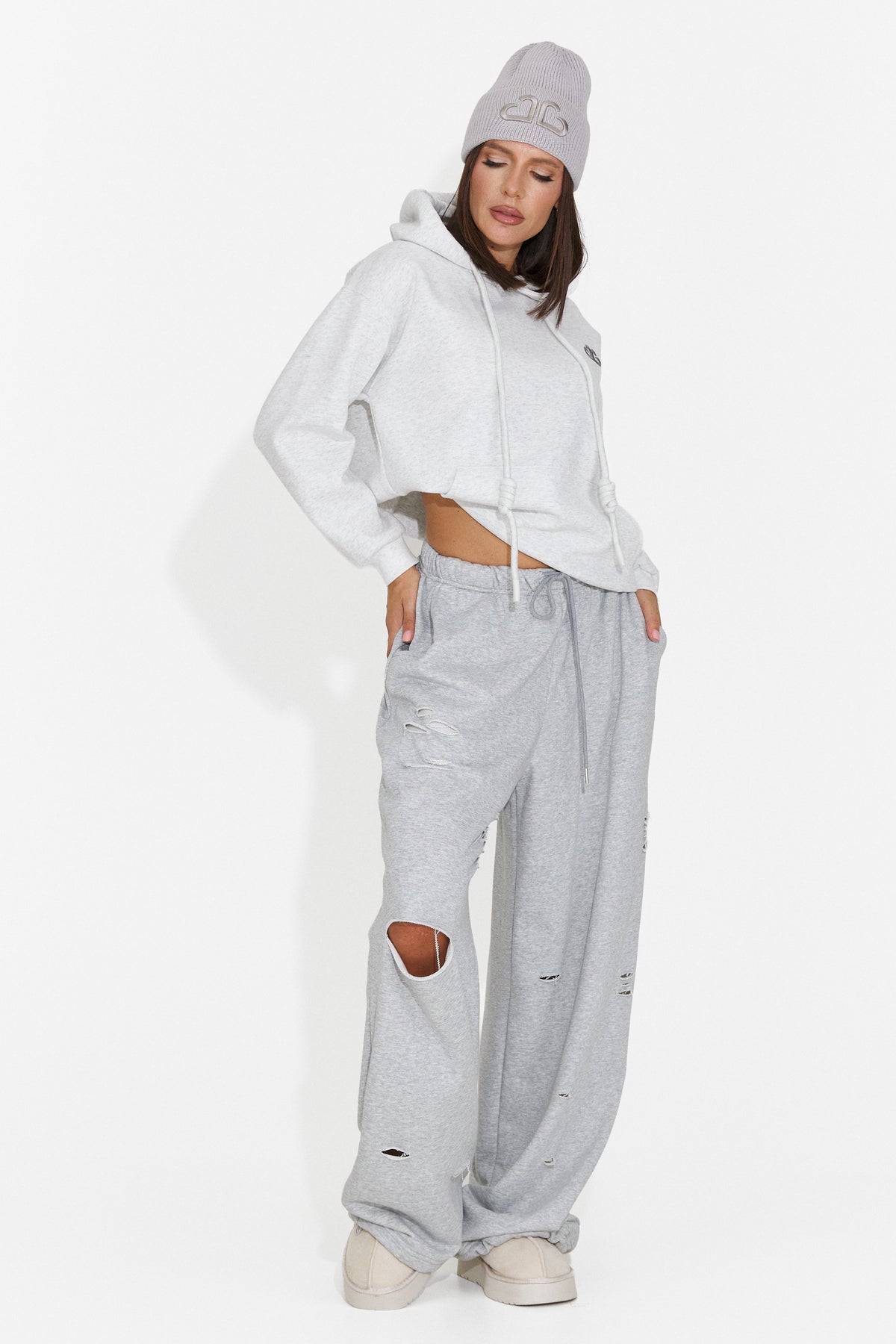 Pantaloni casual gri Lulaoa Bogas