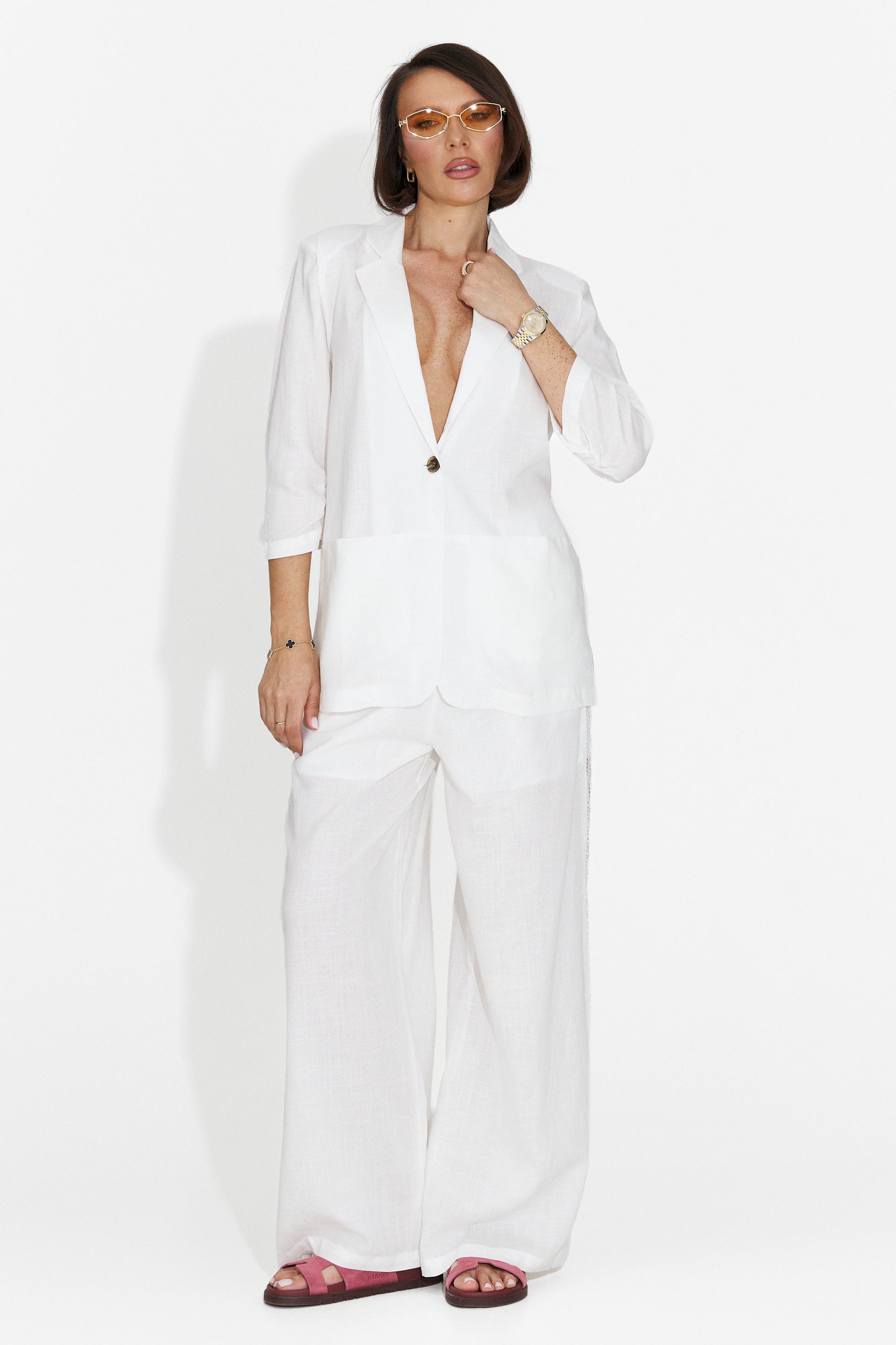 Pantaloni dama casual albi Heather Bogas