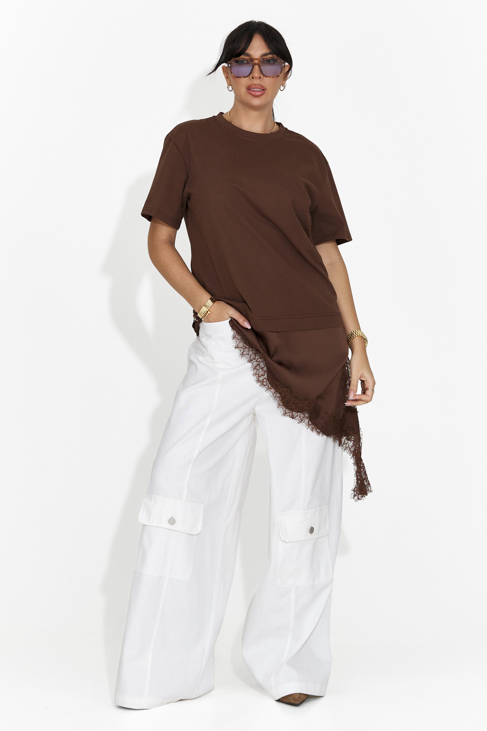 Nederia Bogas laza fehér női nadrág